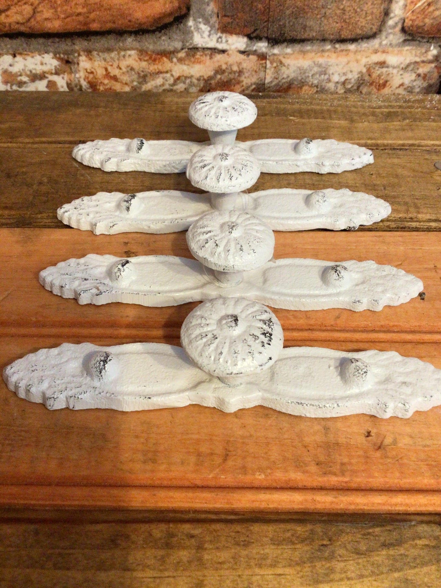 Set of 4 Whitewashed Rustic Style Cast Iron Cabinet Pulls