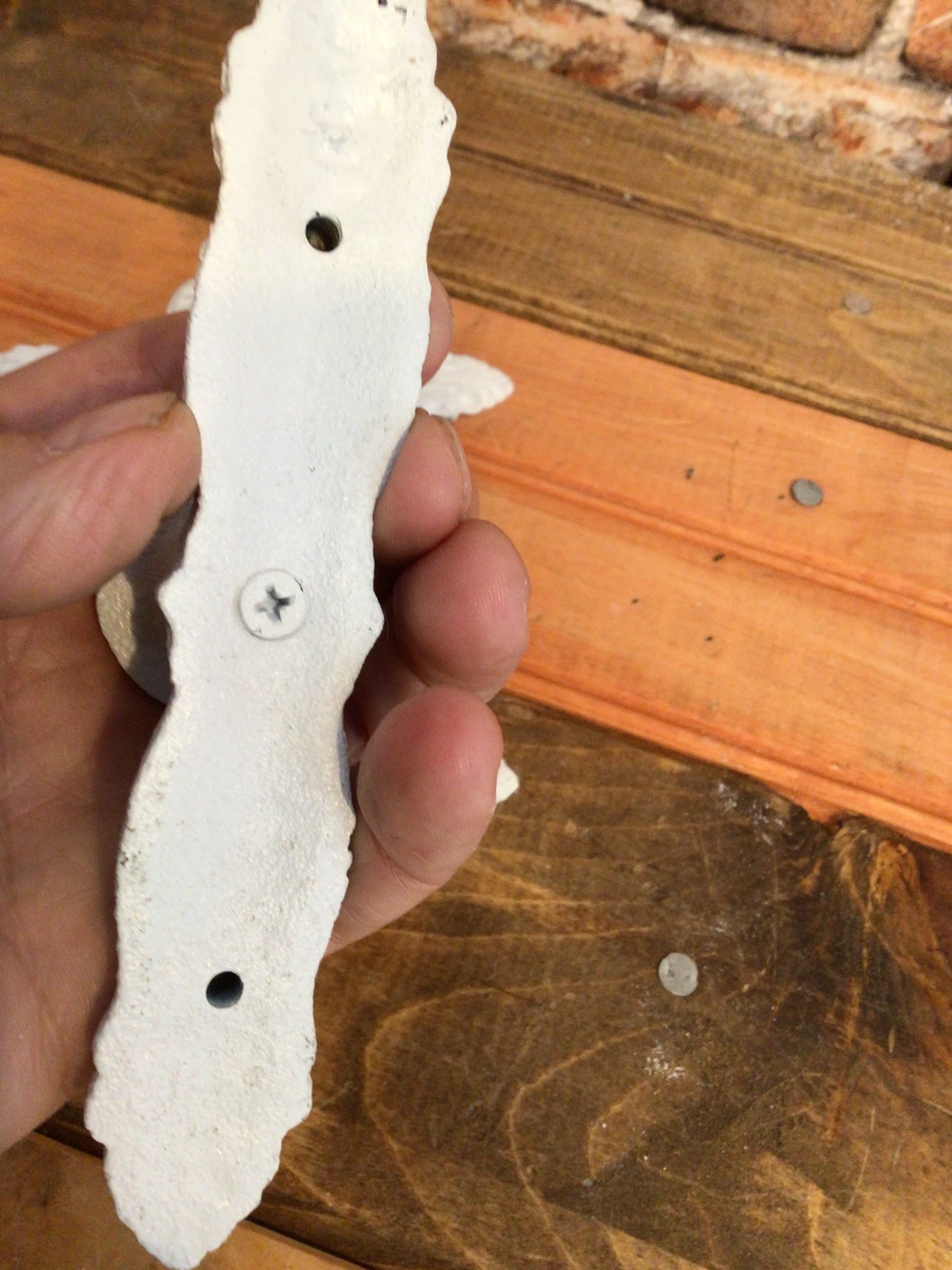 Set of 4 Whitewashed Rustic Style Cast Iron Cabinet Pulls