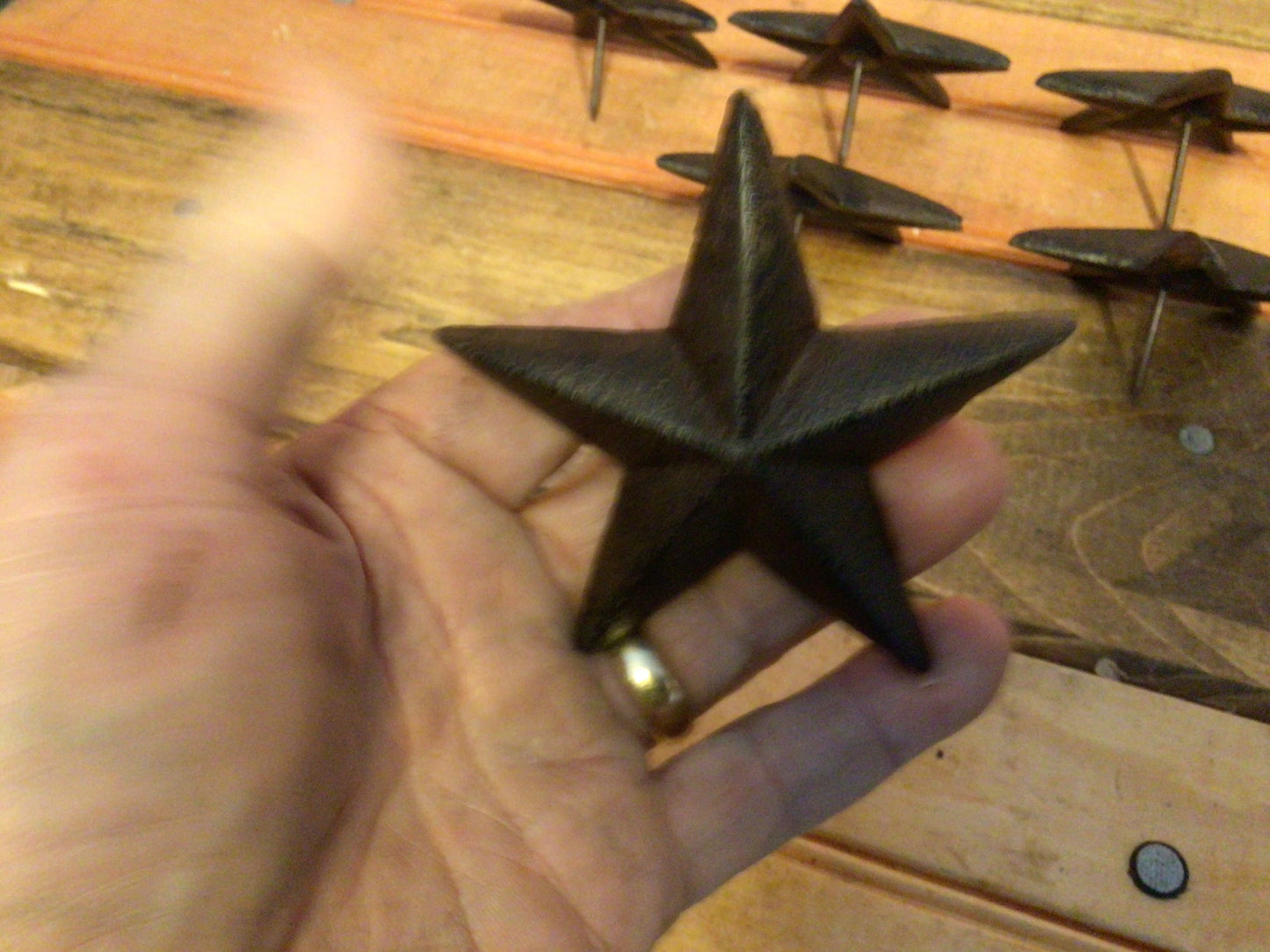 Set of 6 Large (3.5") Cast Iron Decorative Rustic Star Nails