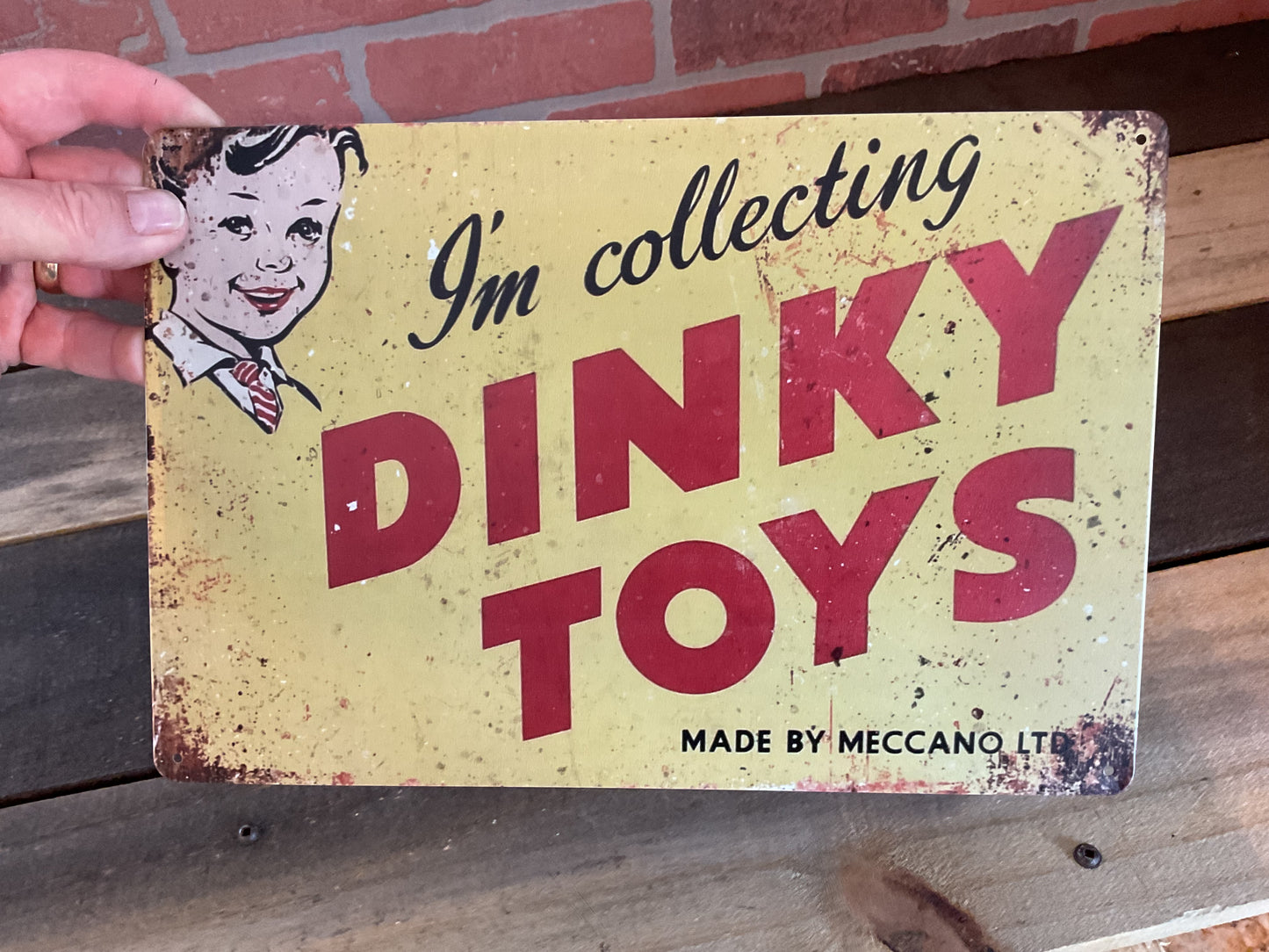 Vintage Patina Style 12'x8" DINKY TOYS Advertising Sign.