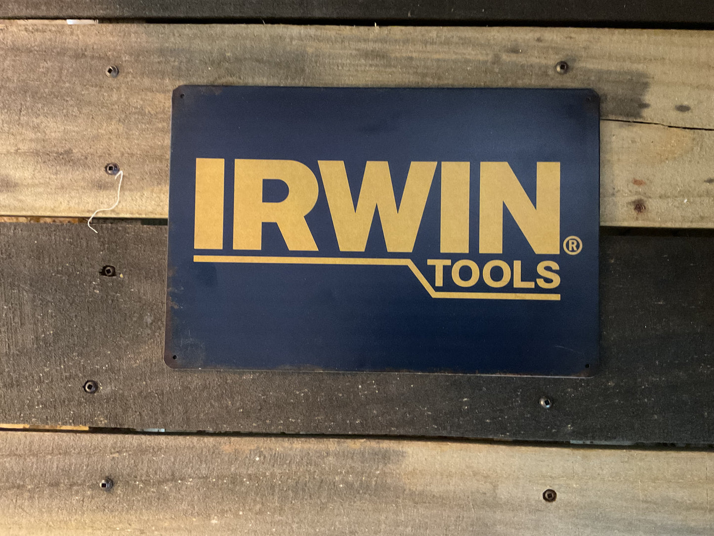 Vintage Patina Style 12"x8" Irwin Tools Sign Great for the Garage.