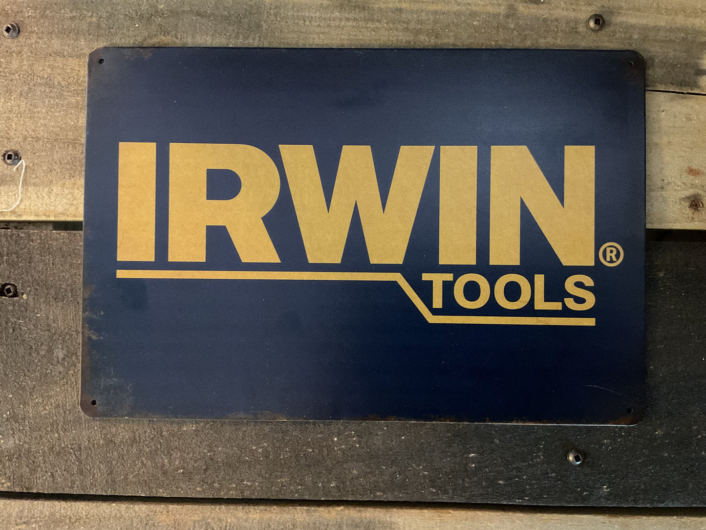 Vintage Patina Style 12"x8" Irwin Tools Sign Great for the Garage.
