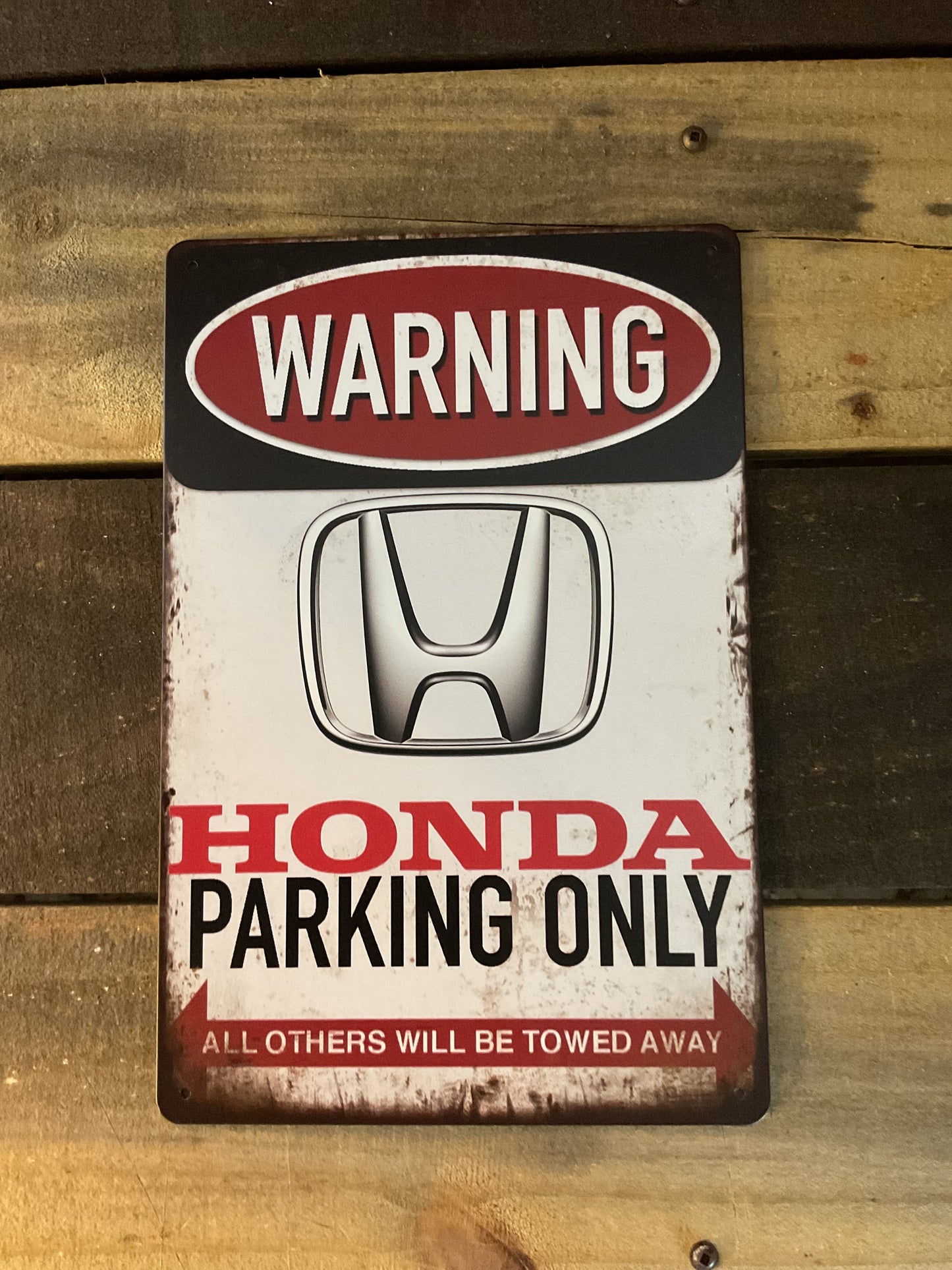 8"x12" Vintage Patina Style "Honda Parking Only" Sign