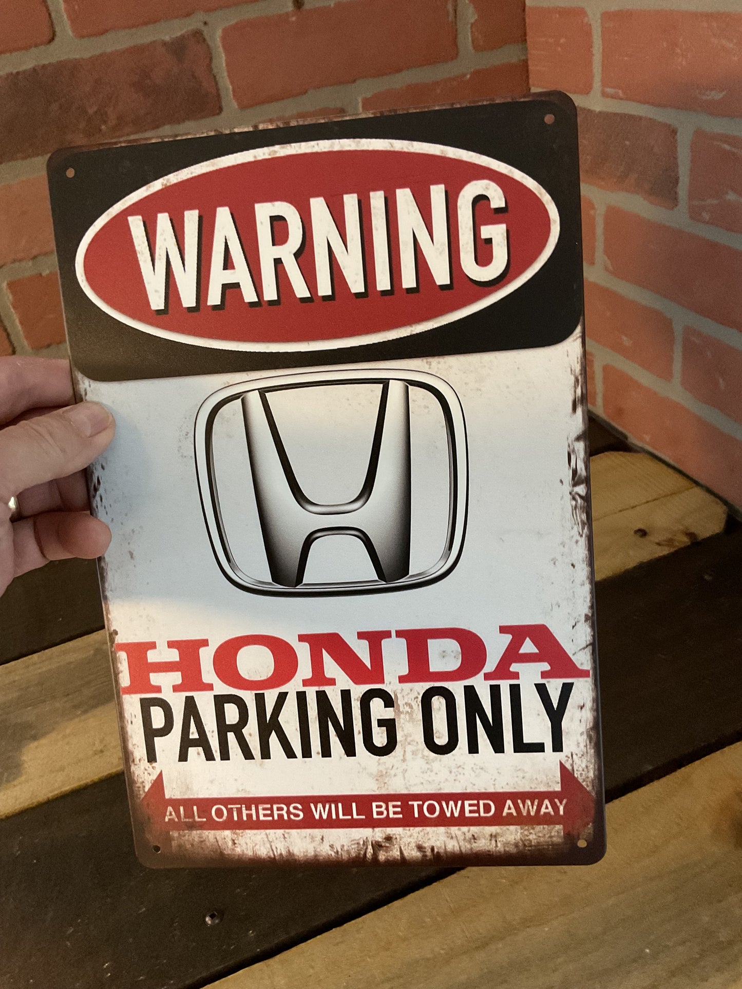 8"x12" Vintage Patina Style "Honda Parking Only" Sign
