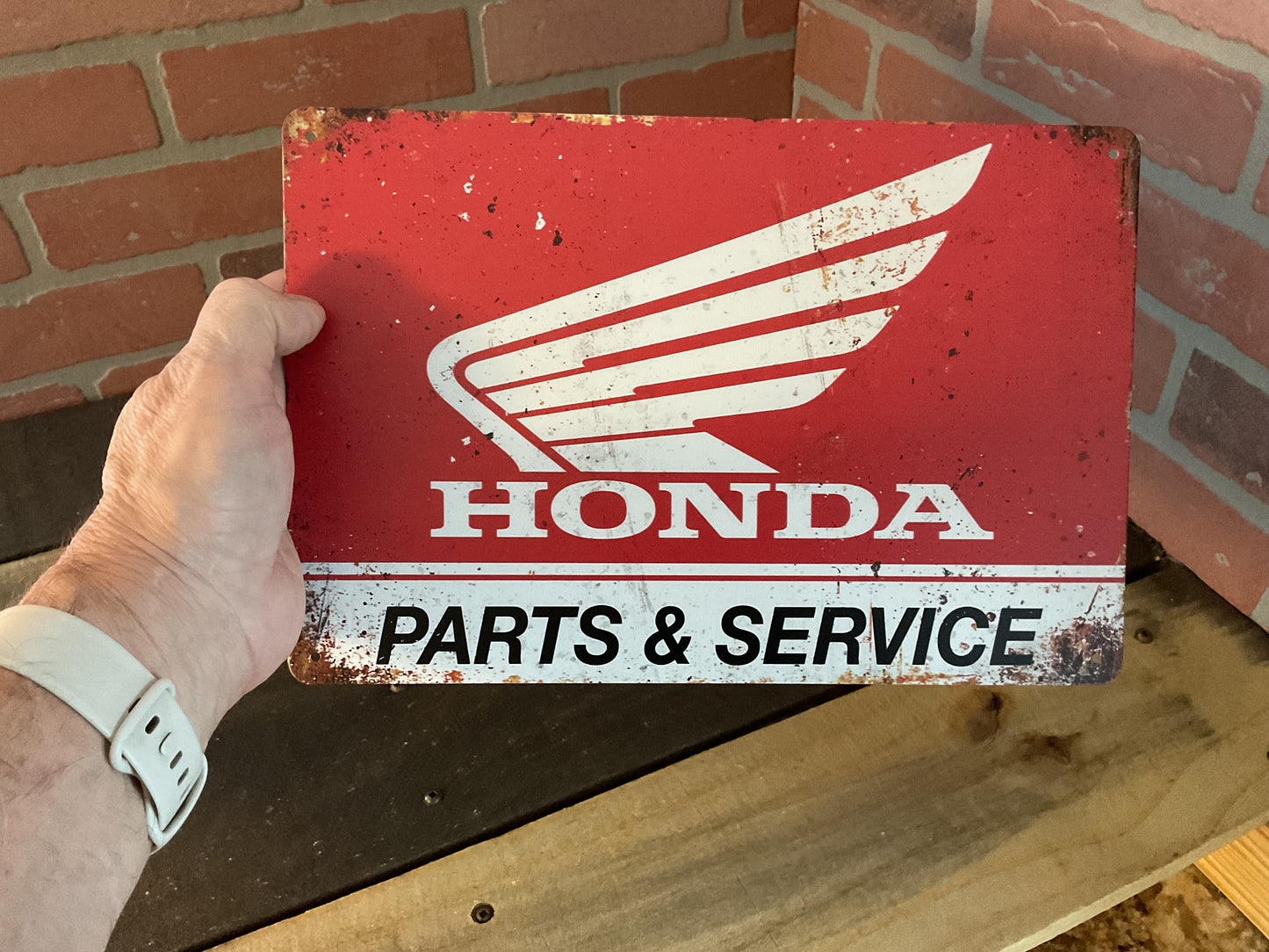 8"x10" Vintage Patina Style Honda "Parts and Service" Sign
