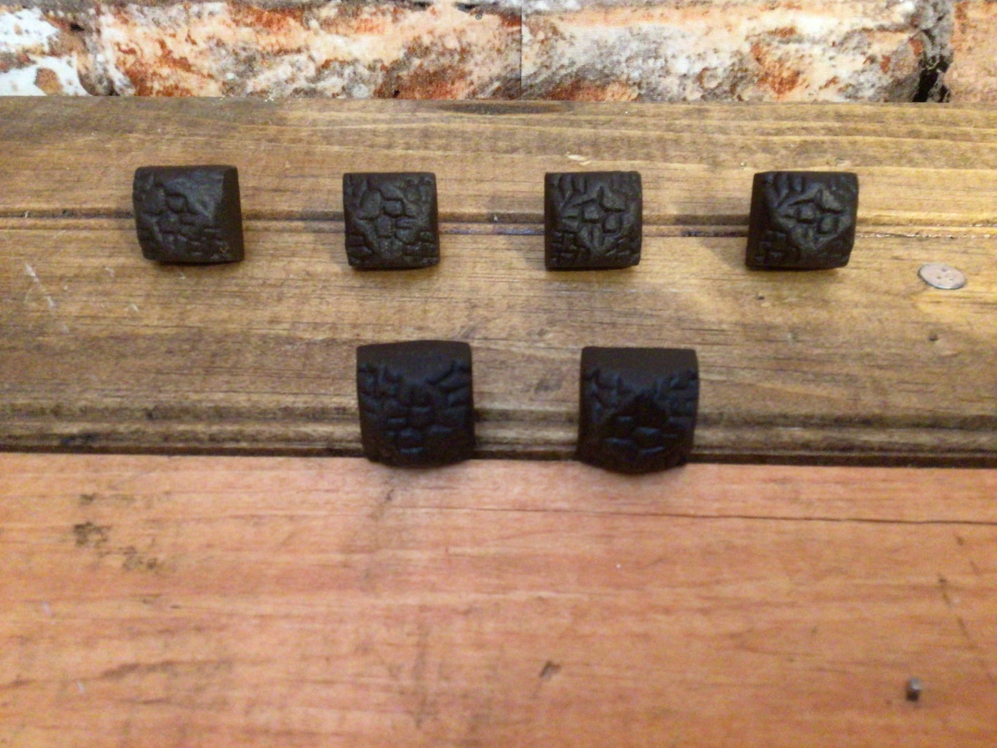 Set of 6 1" Square Decorative Cast Iron Accent Knobs Great for all your Projects