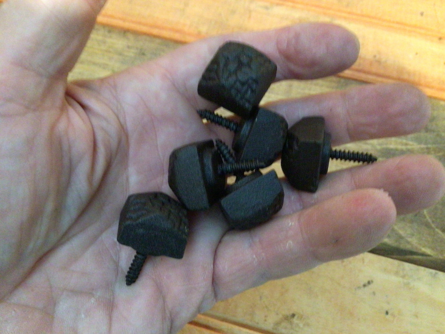 Set of 6 1" Square Decorative Cast Iron Accent Knobs Great for all your Projects