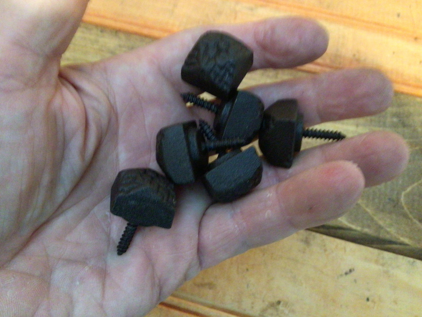 Set of 6 1" Square Decorative Cast Iron Accent Knobs Great for all your Projects