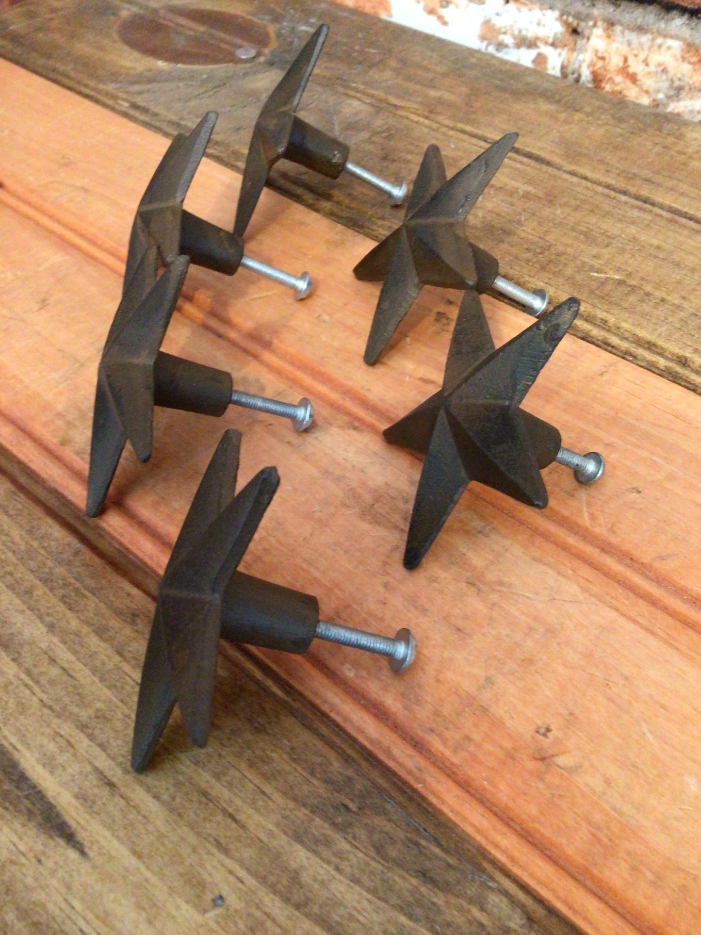 Set of 6 Rustic Style Cast Iron Star Shaped Cabinet/ Drawer Pulls