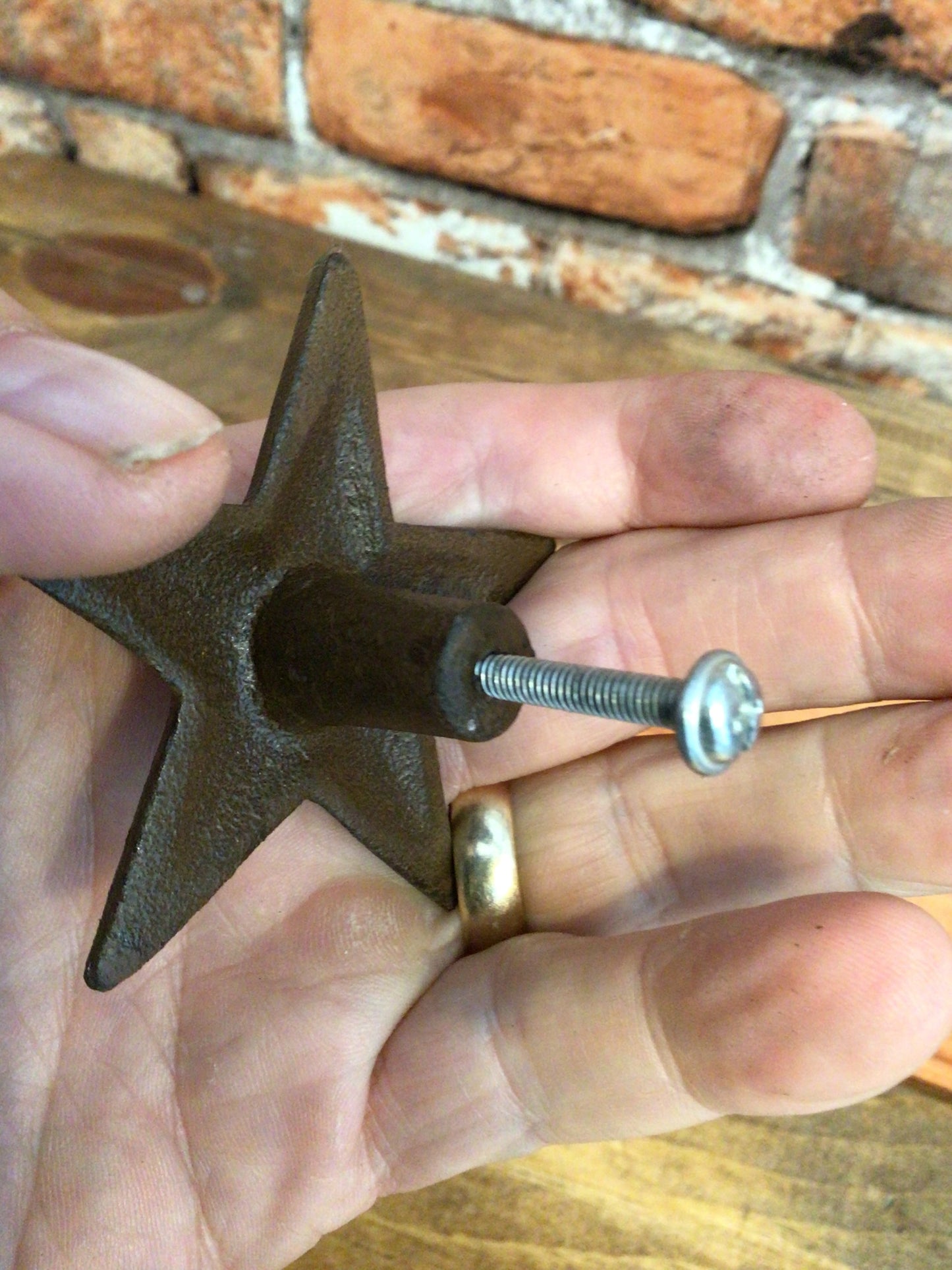 Set of 6 Rustic Style Cast Iron Star Shaped Cabinet/ Drawer Pulls