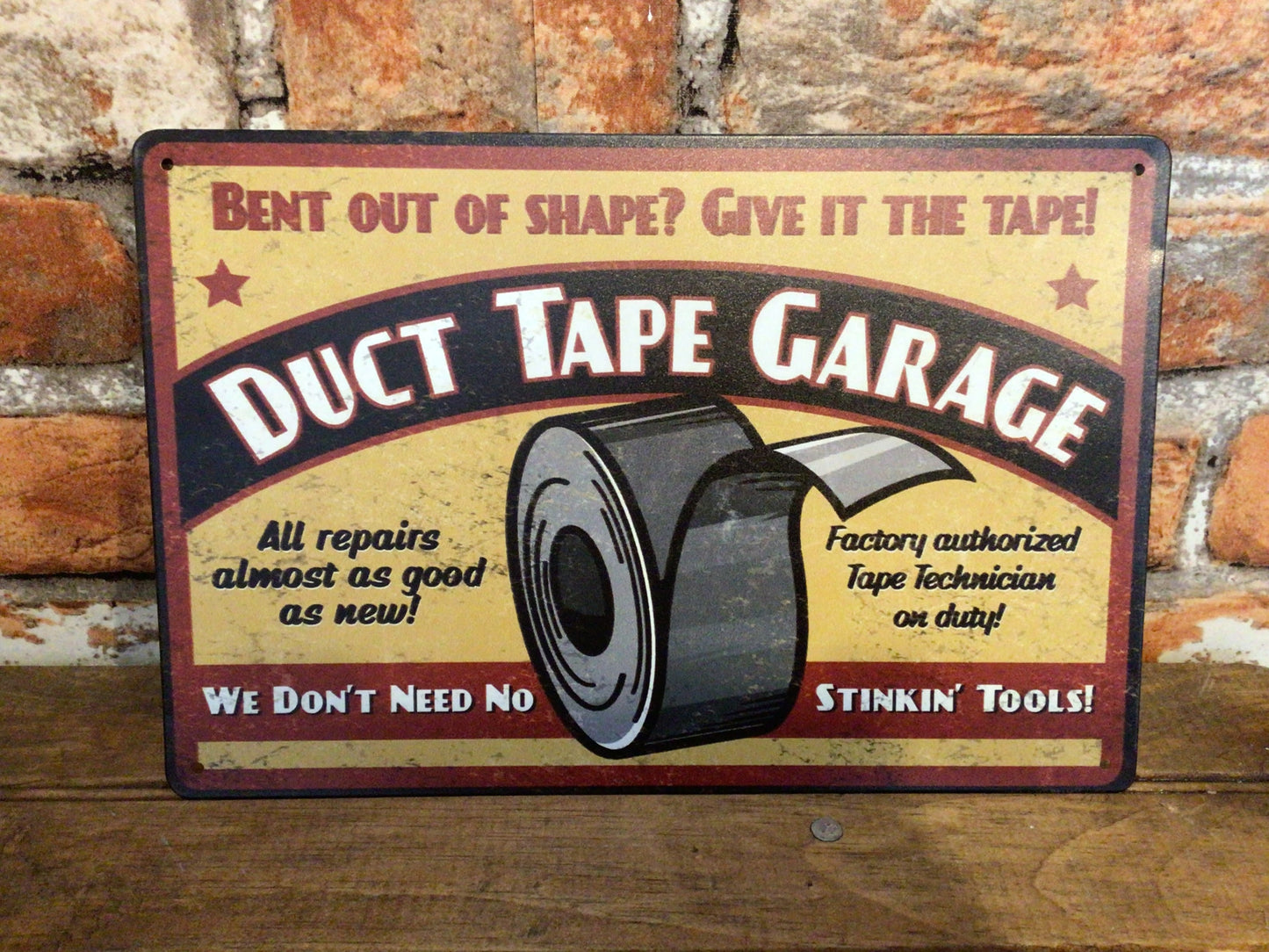8"x12" Vintage Patina Style Funny Vintage Style "Duct Tape Garage" Advertising Sign. A Great Gift!