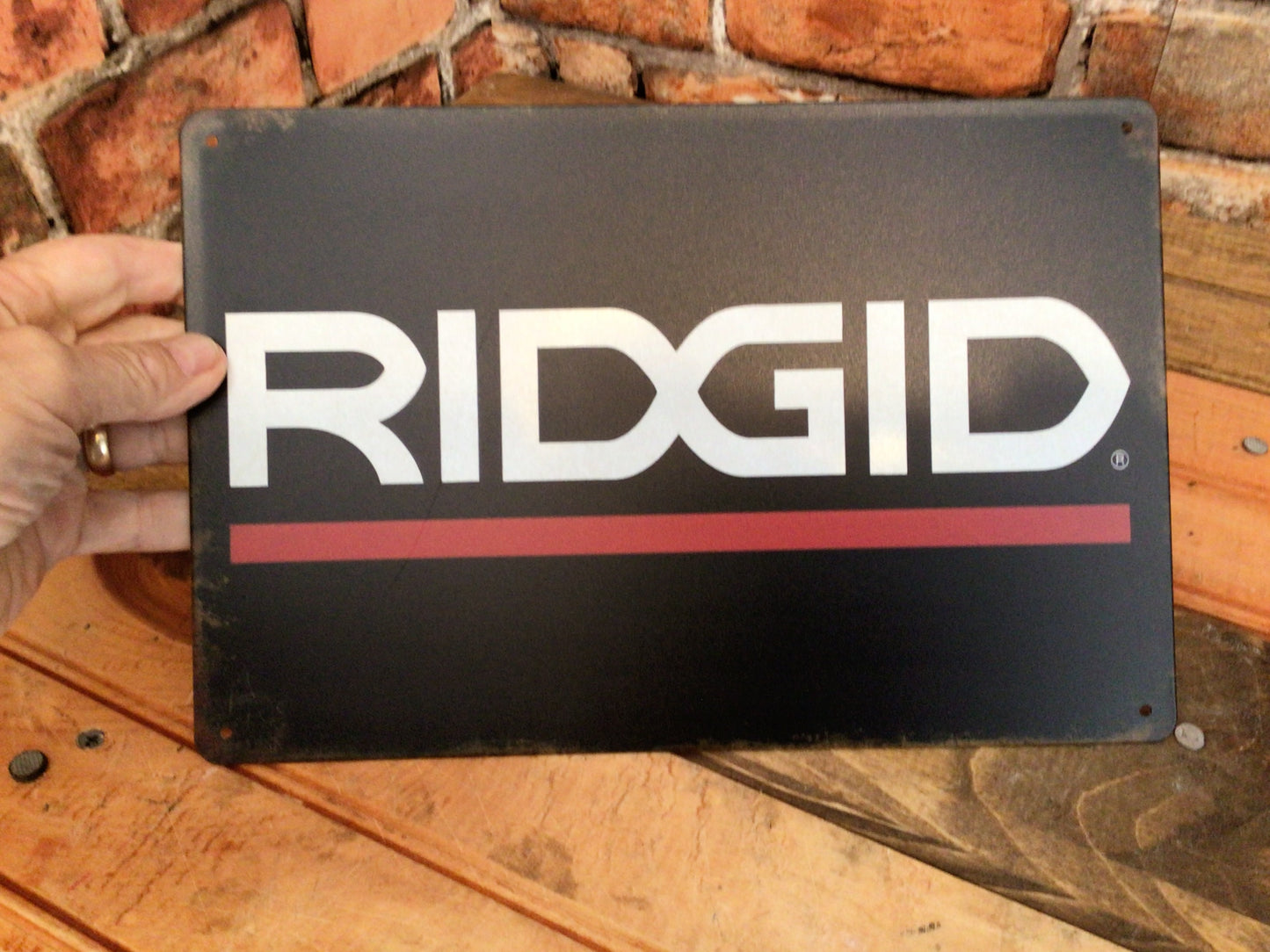 "12"x8" Vintage Style RIDGID Tools Advertising Sign.