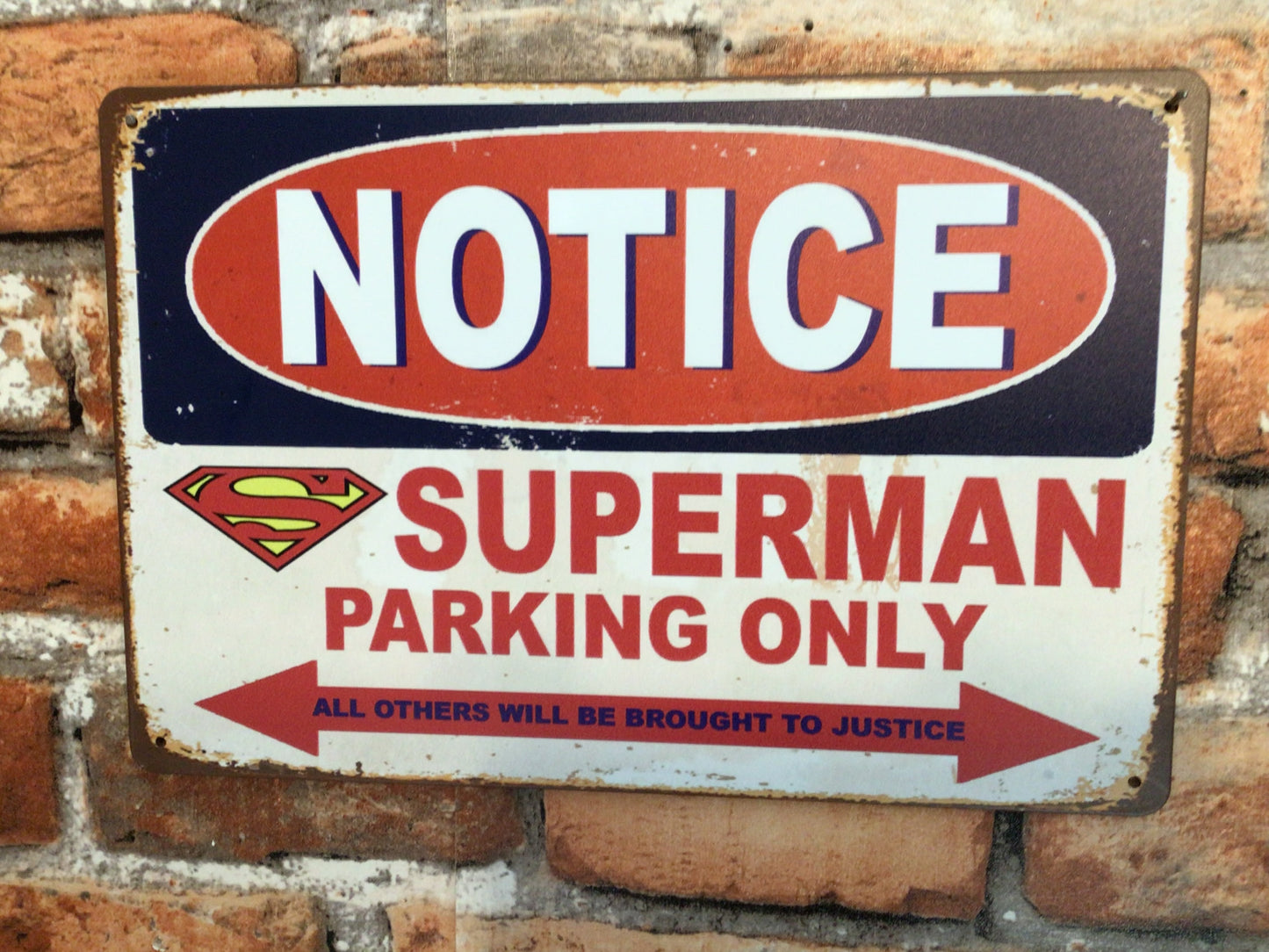 12"x8" Vintage Style "Superman Parking Only" Sign Makes a Great Gift!