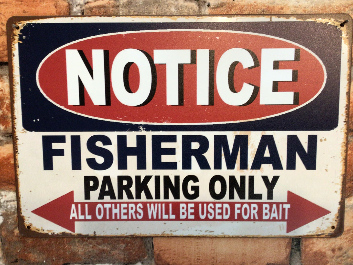 12"x8" Vintage Style "Fisherman Parking Only" Sign Makes a Great Gift!
