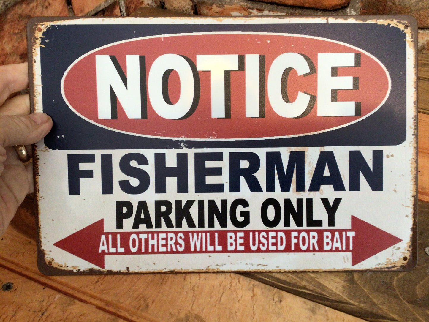 12"x8" Vintage Style "Fisherman Parking Only" Sign Makes a Great Gift!
