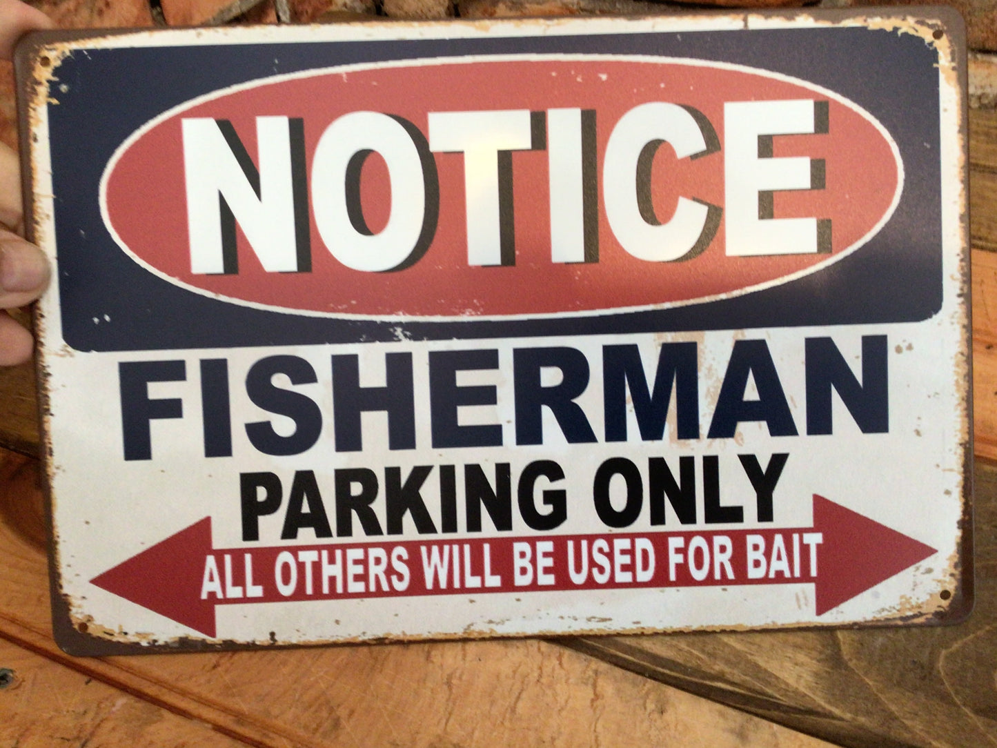 12"x8" Vintage Style "Fisherman Parking Only" Sign Makes a Great Gift!