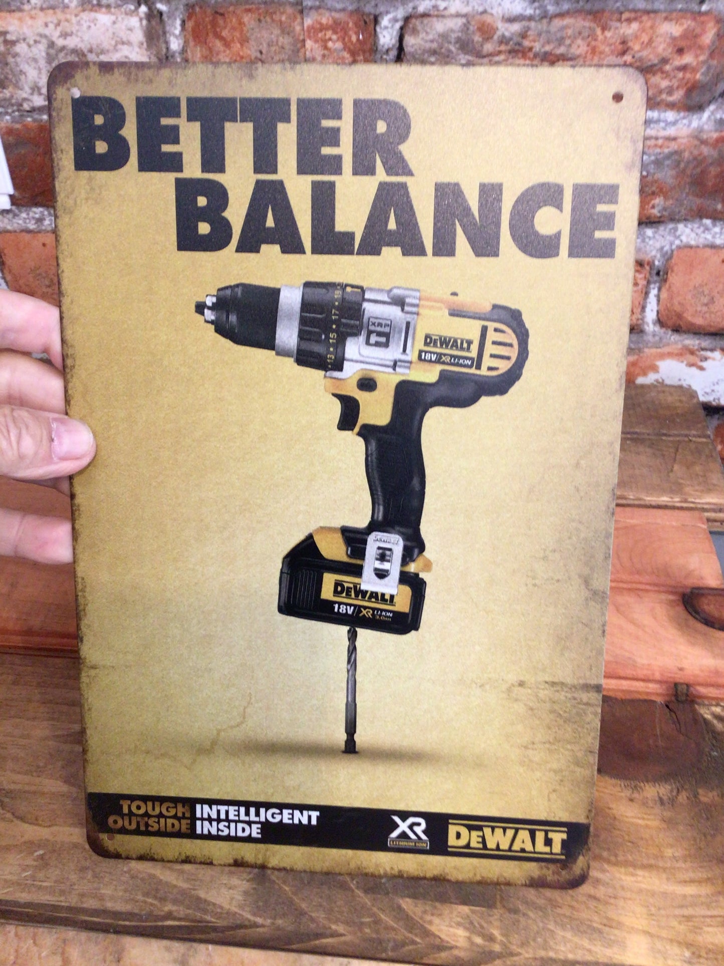 8"x12" Vintage Style DeWalt "Better Balance" Advertising Sign.