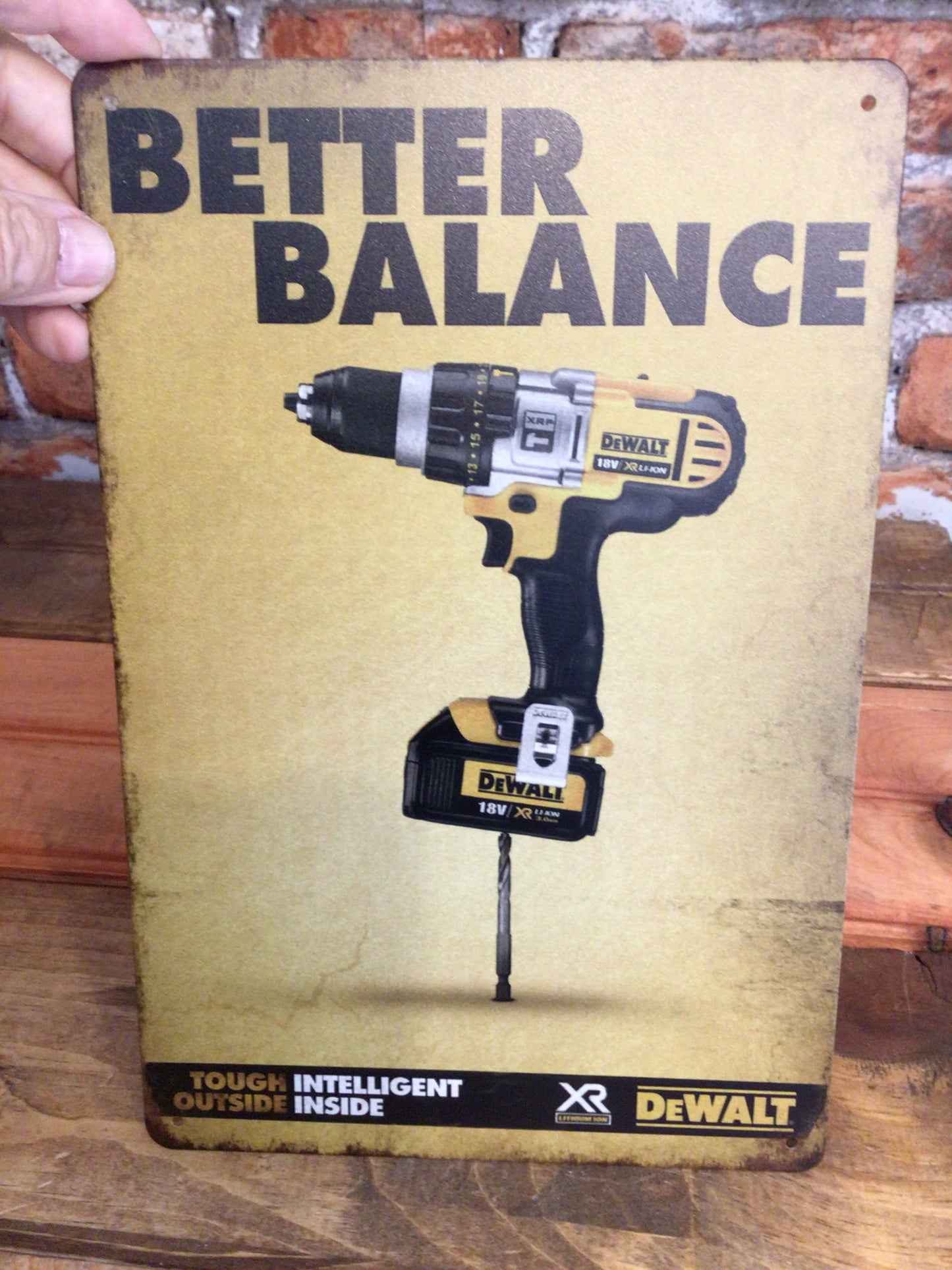 8"x12" Vintage Style DeWalt "Better Balance" Advertising Sign.