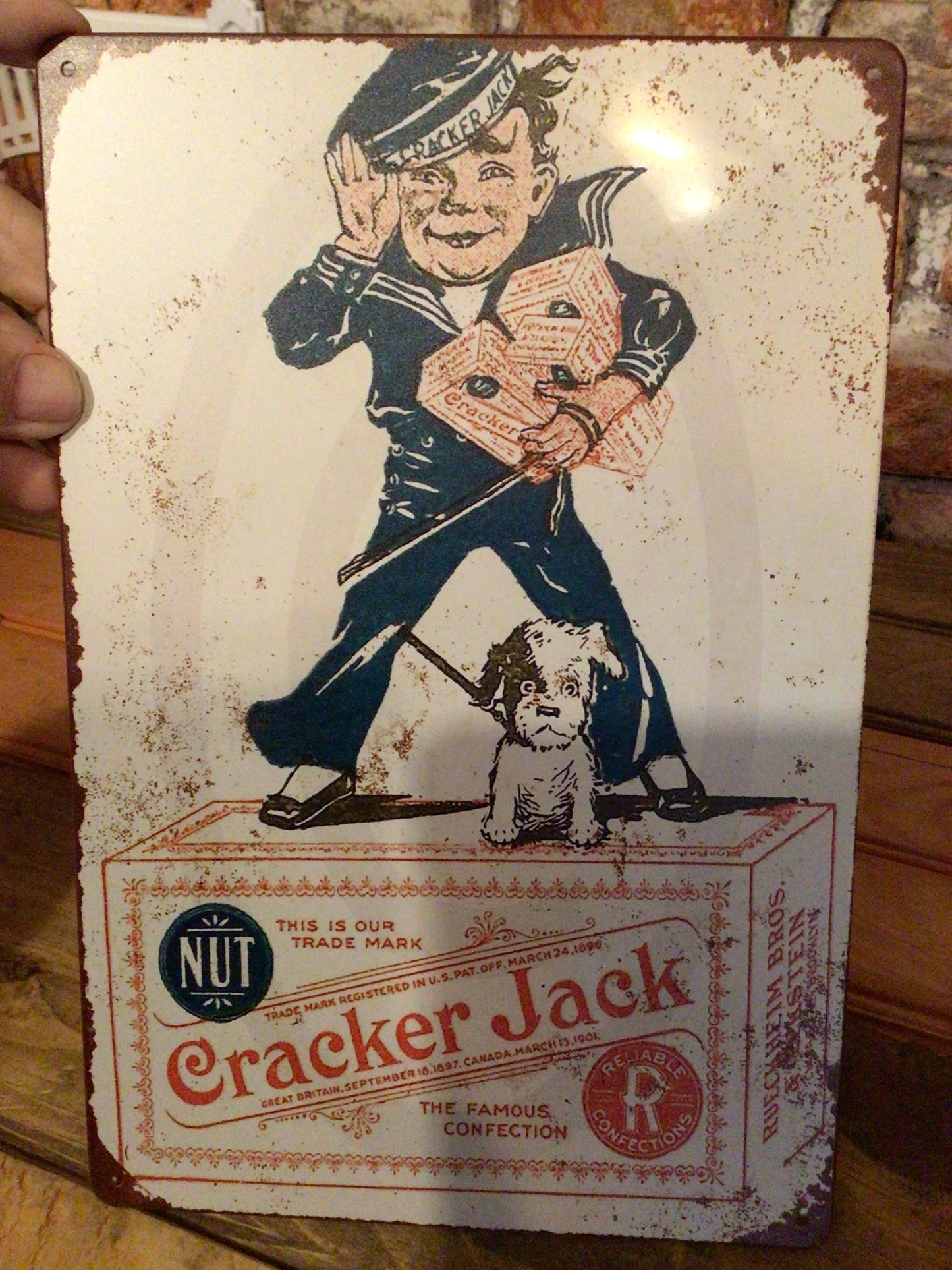 Vintage Patina Style 8"x12" Cracker Jack Advertising Sign. Makes a Great Gift!