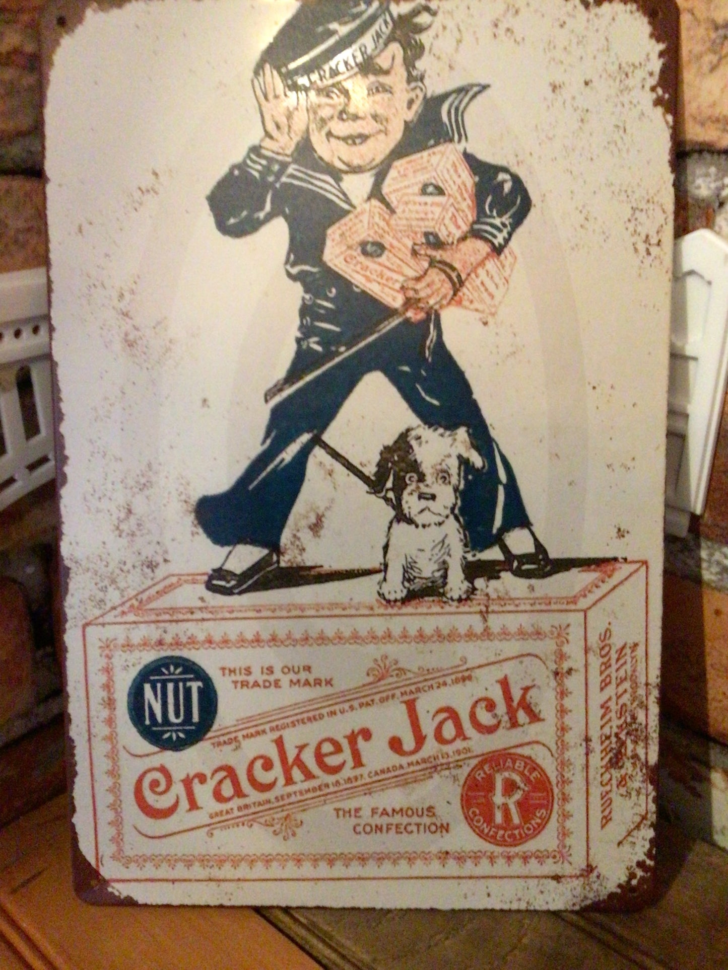 Vintage Patina Style 8"x12" Cracker Jack Advertising Sign. Makes a Great Gift!