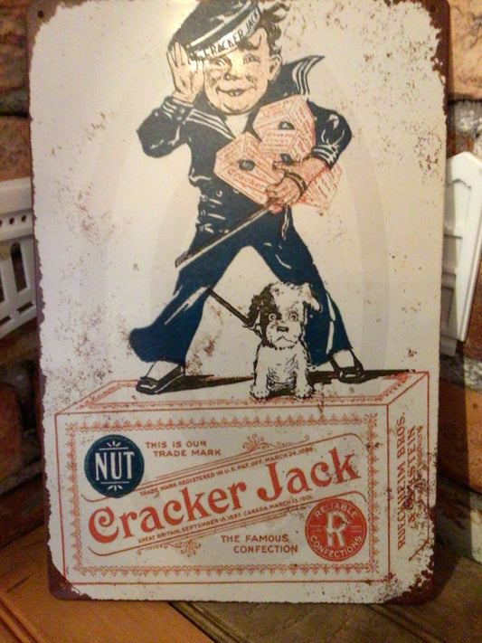 Vintage Patina Style 8"x12" Cracker Jack Advertising Sign. Makes a Great Gift!