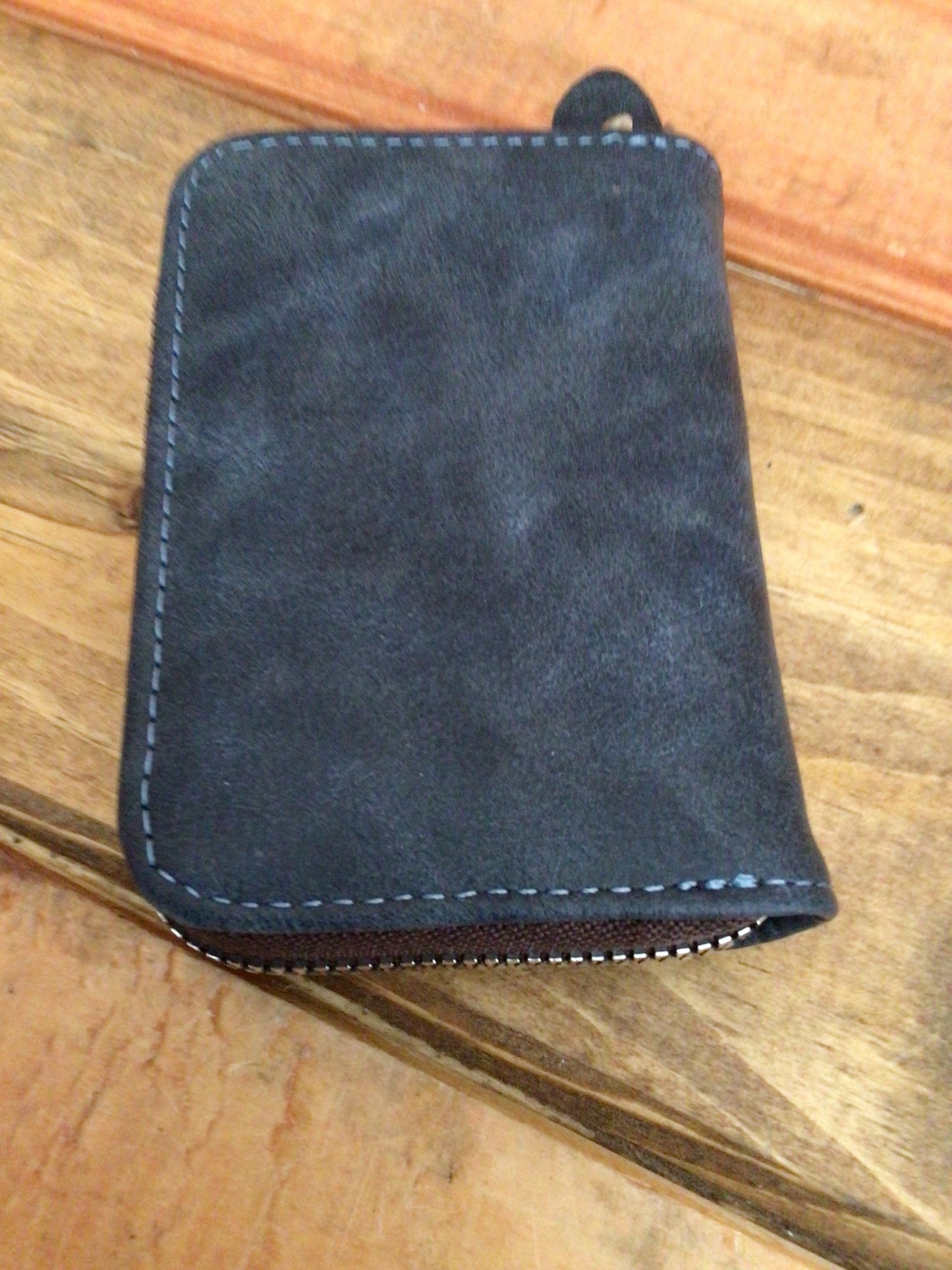 Blue & Brown Smaller "Easy Fit" Leather Wallet W/Credit Card Slots/ Coin Pouch