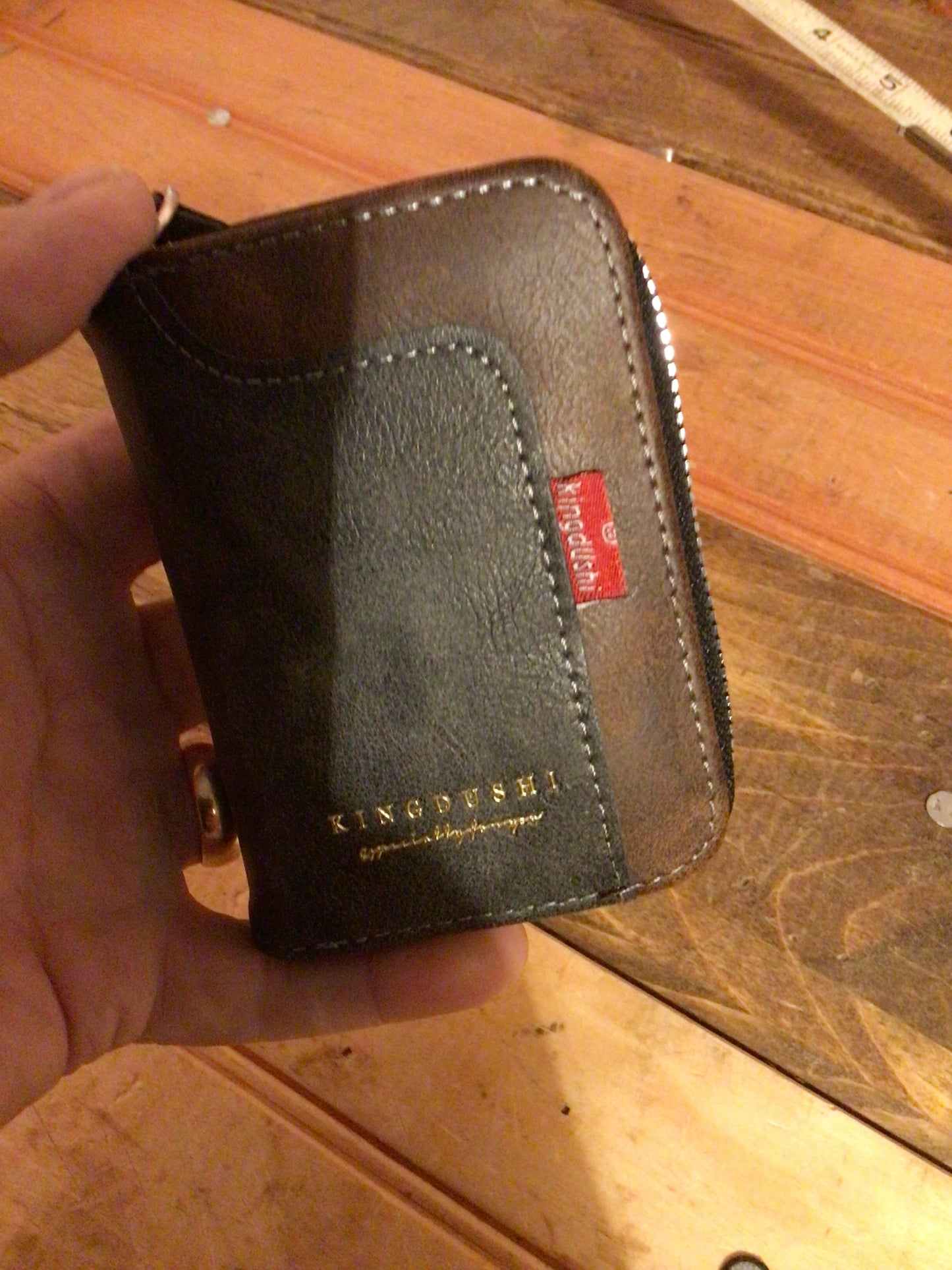 2 Tone Brown Smaller "Easy Fit" Leather Wallet W/ Credit Card Slots/ Coin Pouch