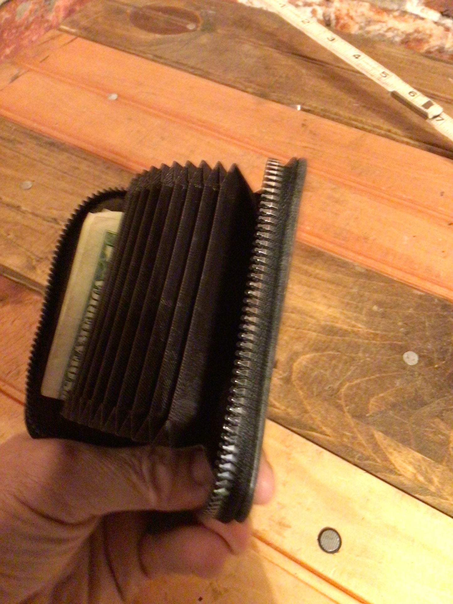 Smaller Blk/Br "Easy Fit" Leather Wallet W/ 9 Credit Card Slots and Coin Pouch