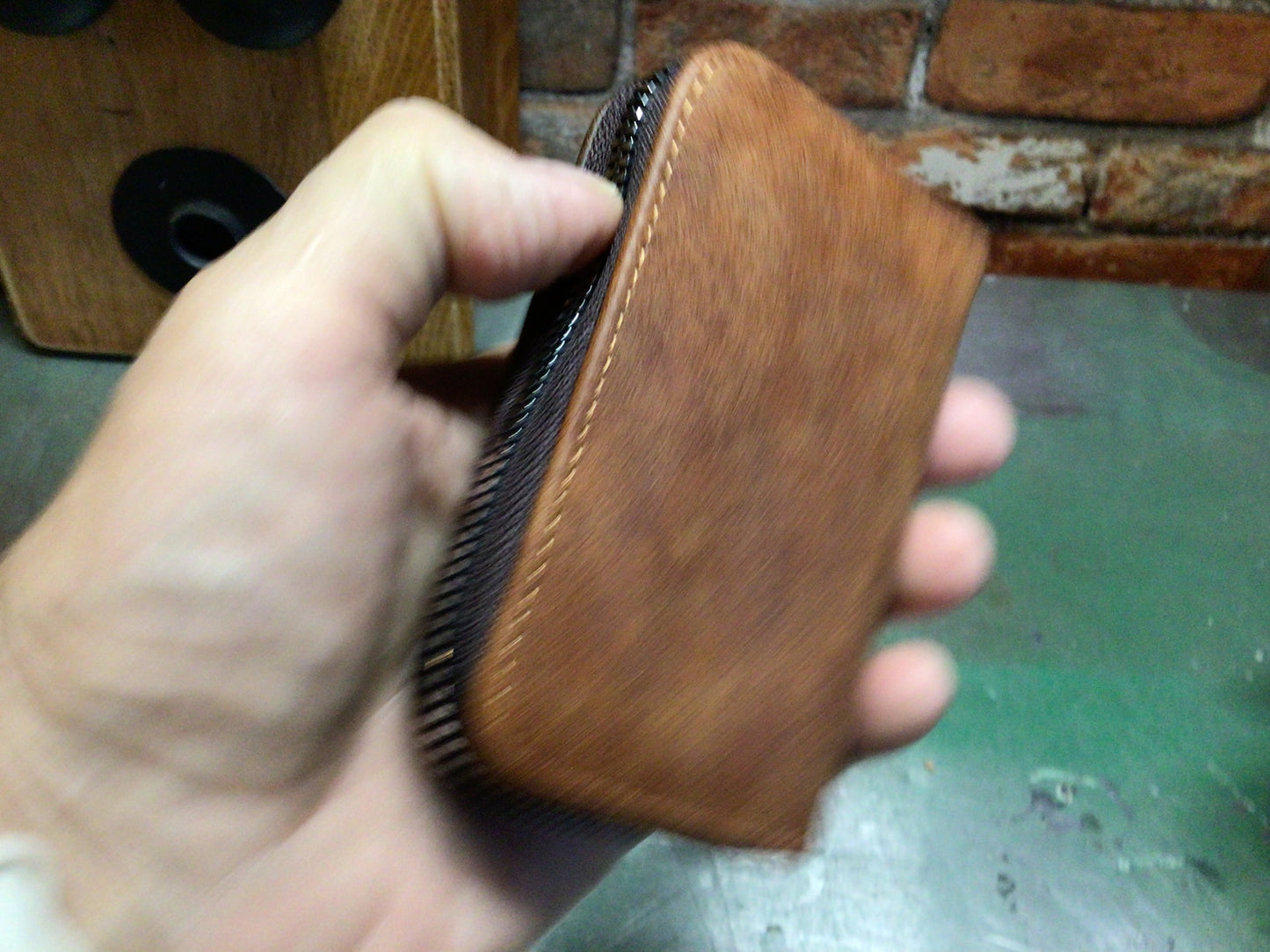 2 Tone Brown Smaller "Easy Fit" Leather Wallet W/ Credit Card Slots/ Coin Pouch