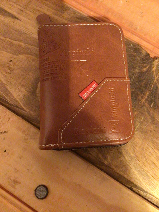 Smaller All Brown "Easy Fit" Leather Wallet W/ 9 Credit Card Slots &Coin Pouch