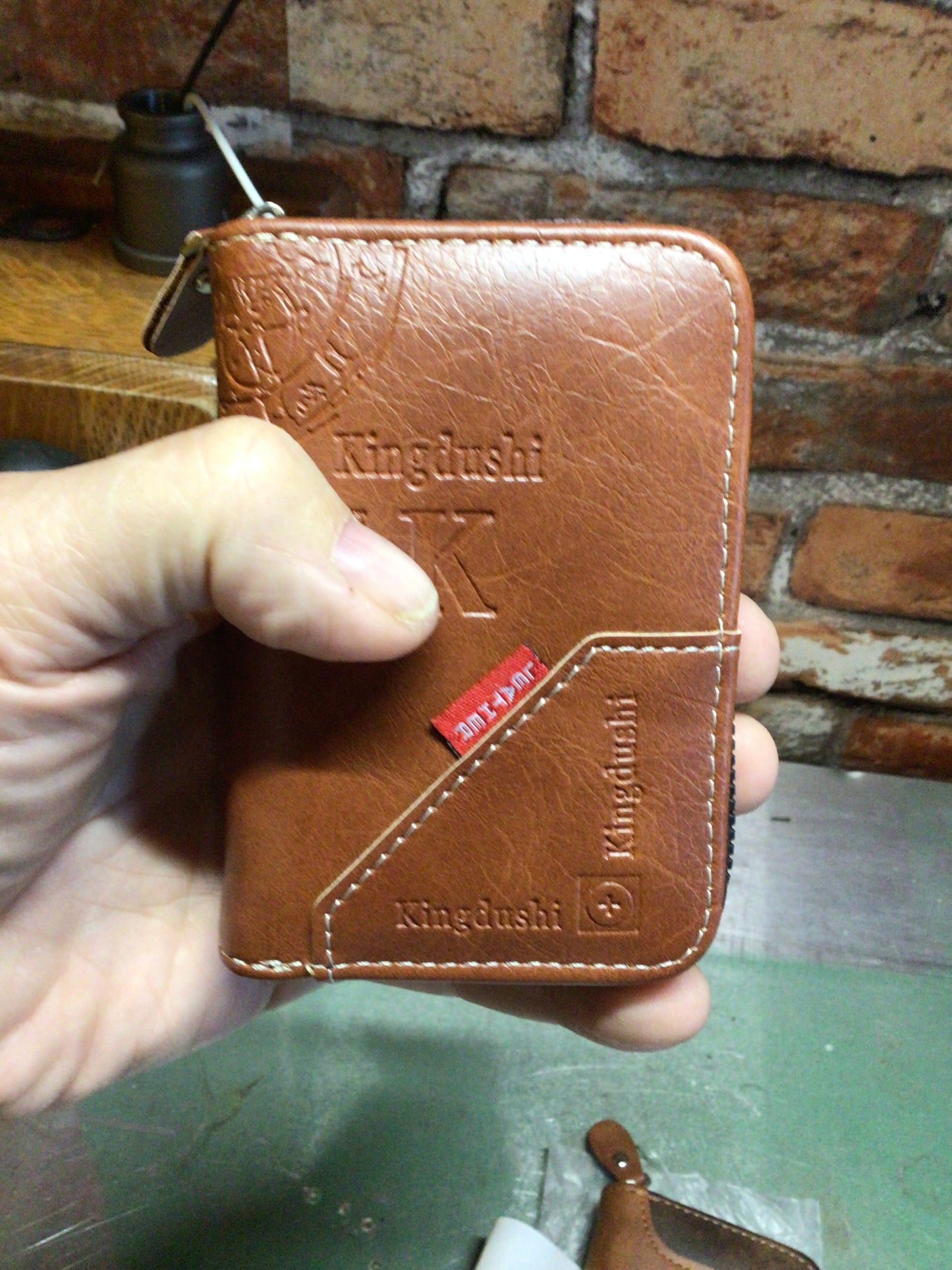 Smaller All Brown "Easy Fit" Leather Wallet W/ 9 Credit Card Slots &Coin Pouch