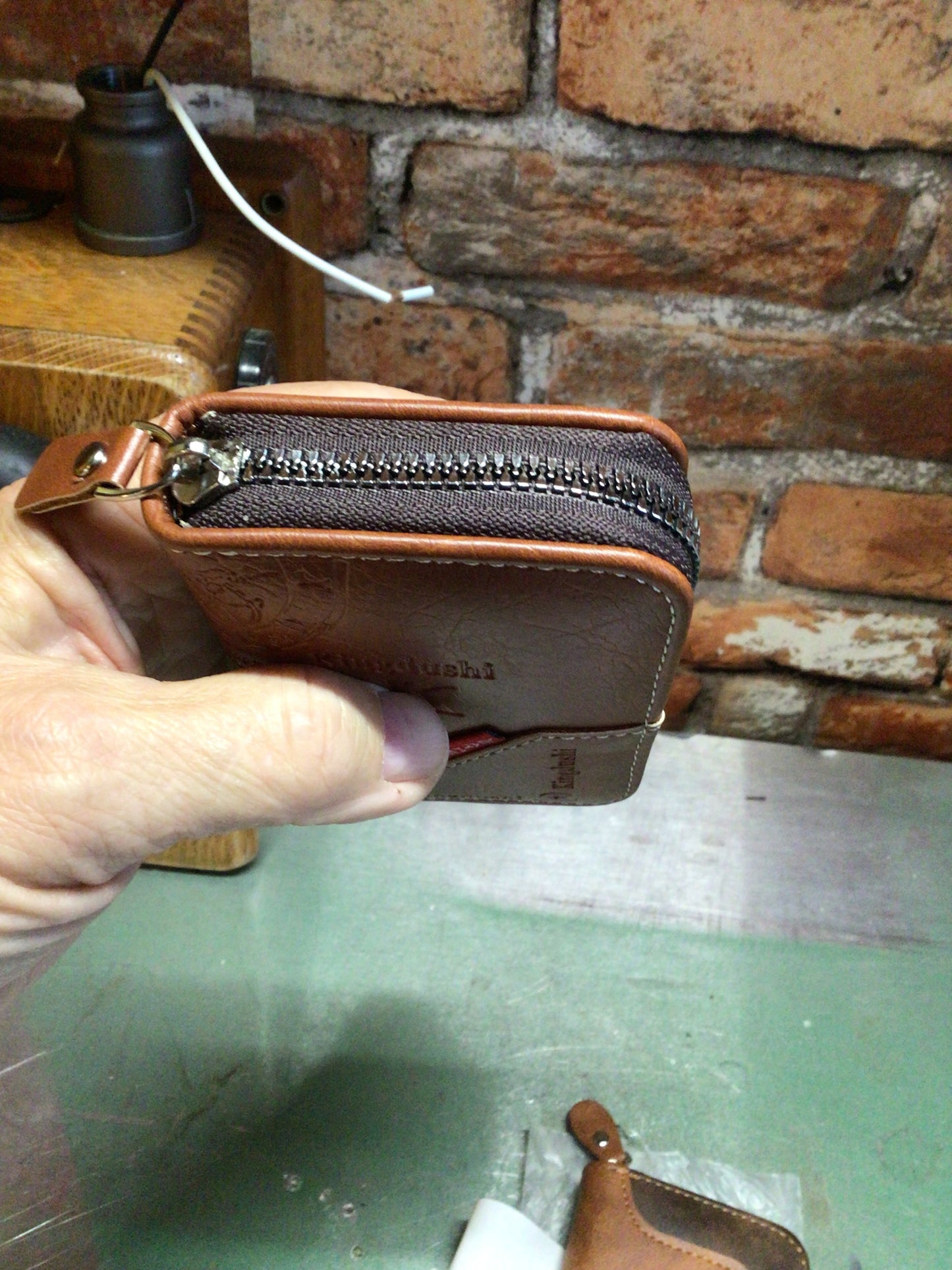 Smaller All Brown "Easy Fit" Leather Wallet W/ 9 Credit Card Slots &Coin Pouch