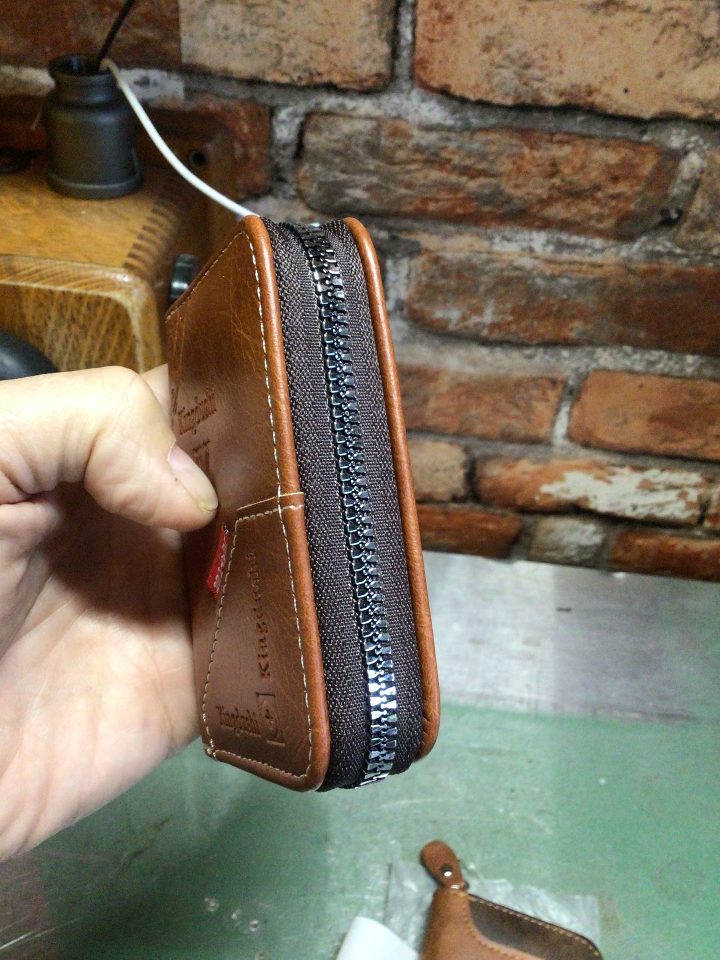 Smaller All Brown "Easy Fit" Leather Wallet W/ 9 Credit Card Slots &Coin Pouch