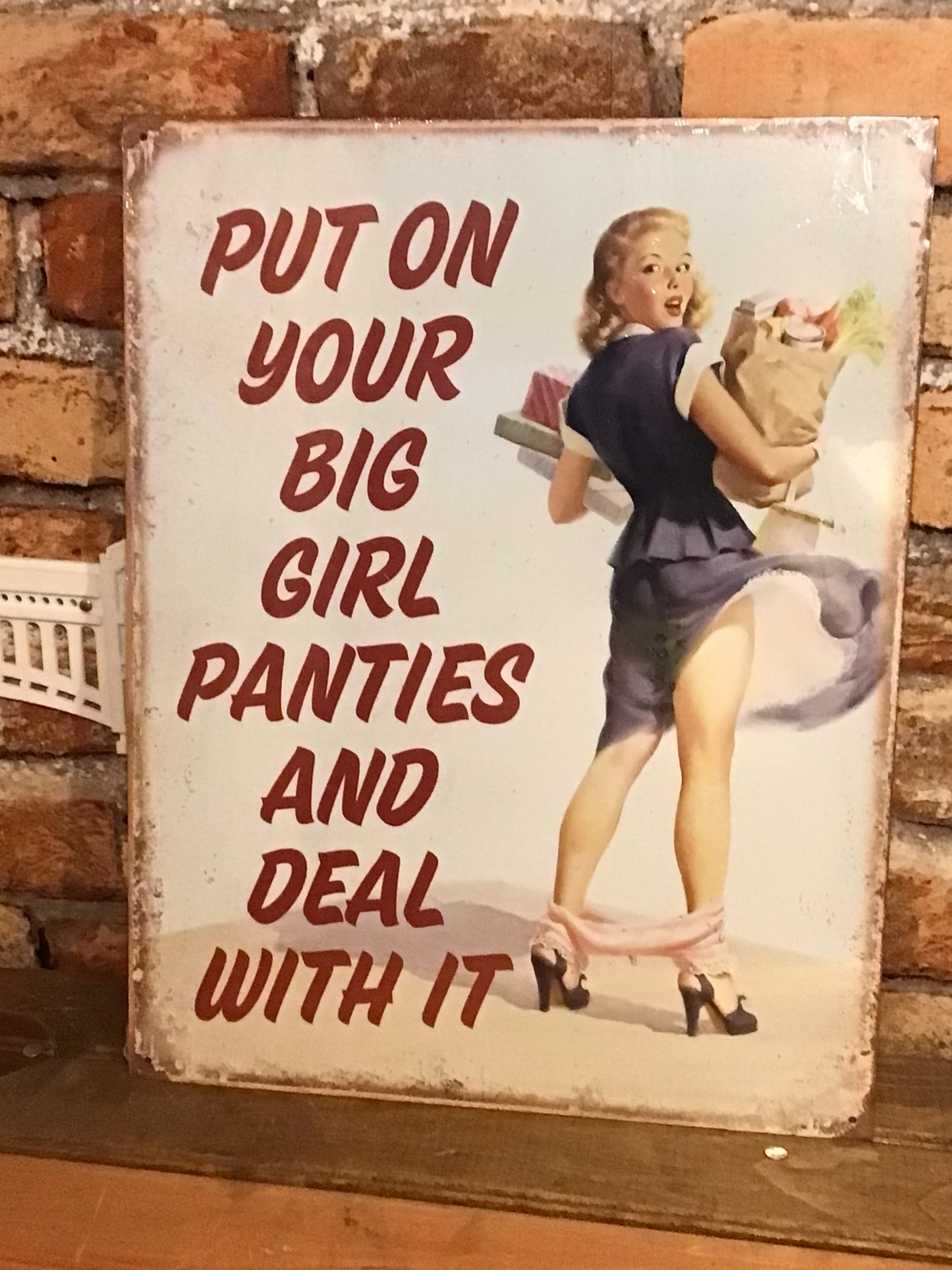 Large 16"x13" Sarcastic "Put on your big girl Panties and Deal with it" Tin Sign