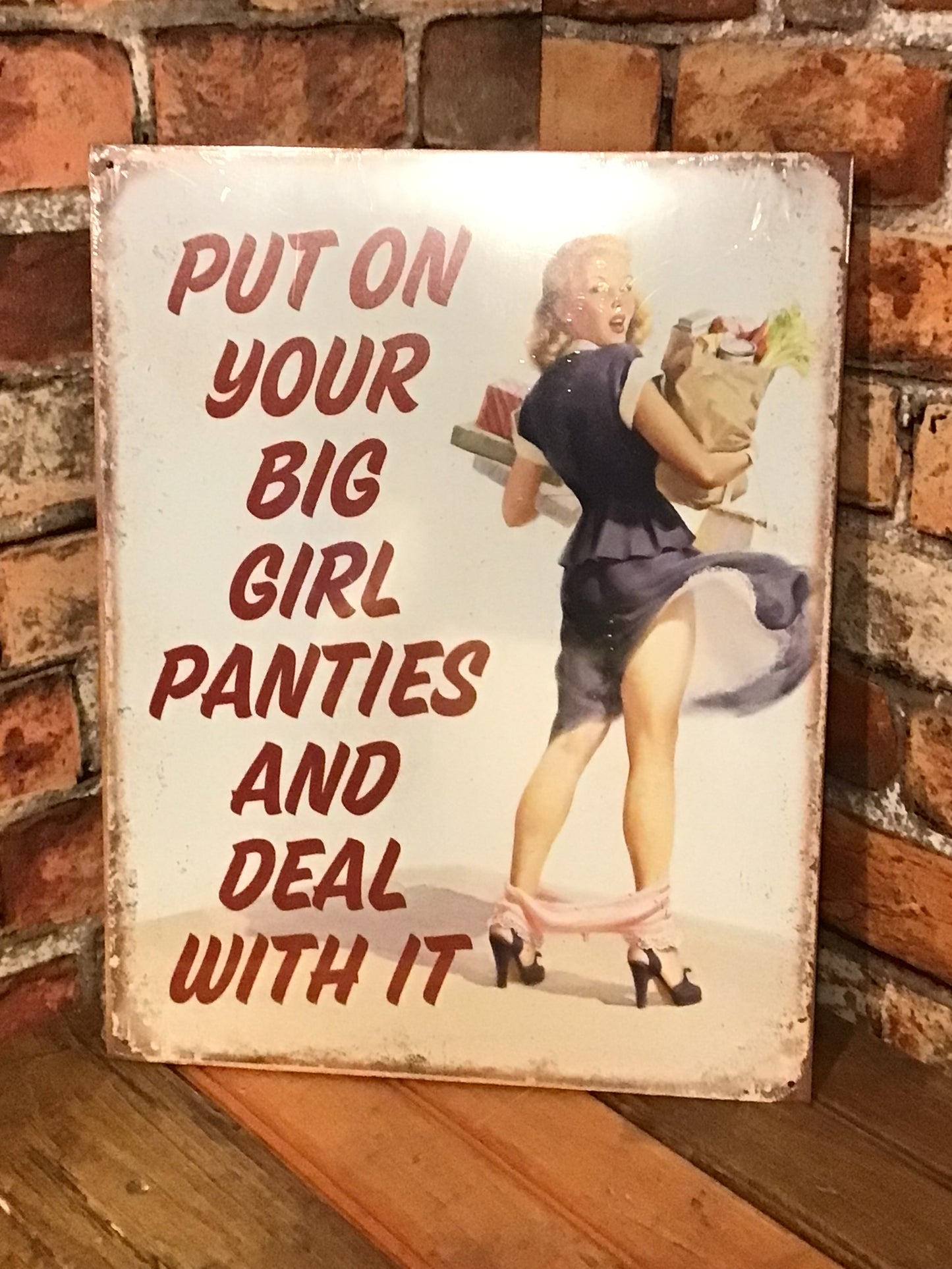 Large 16"x13" Sarcastic "Put on your big girl Panties and Deal with it" Tin Sign