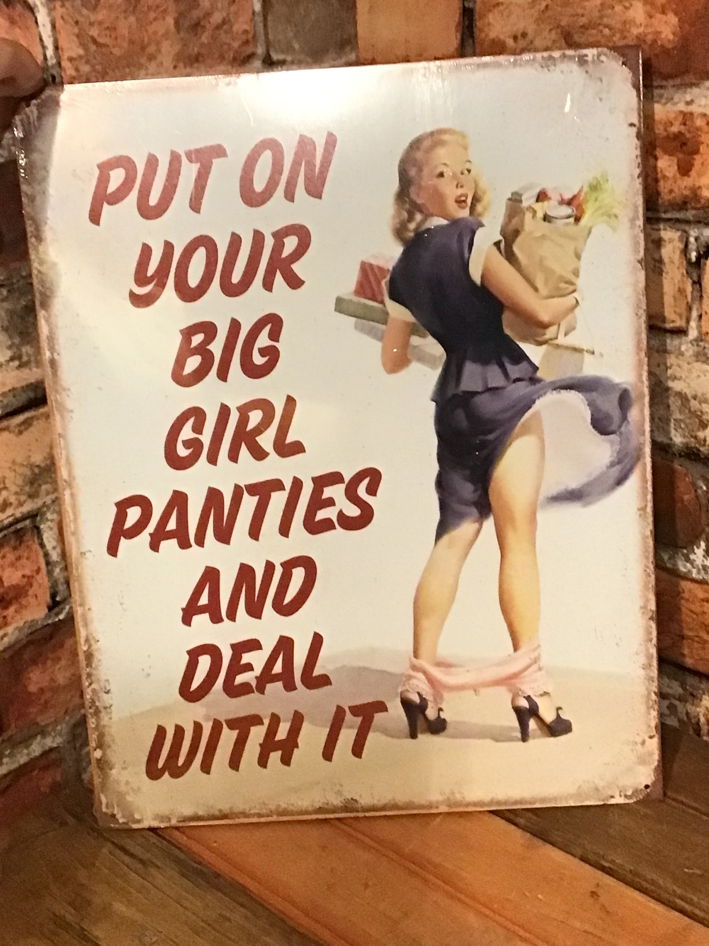 Large 16"x13" Sarcastic "Put on your big girl Panties and Deal with it" Tin Sign