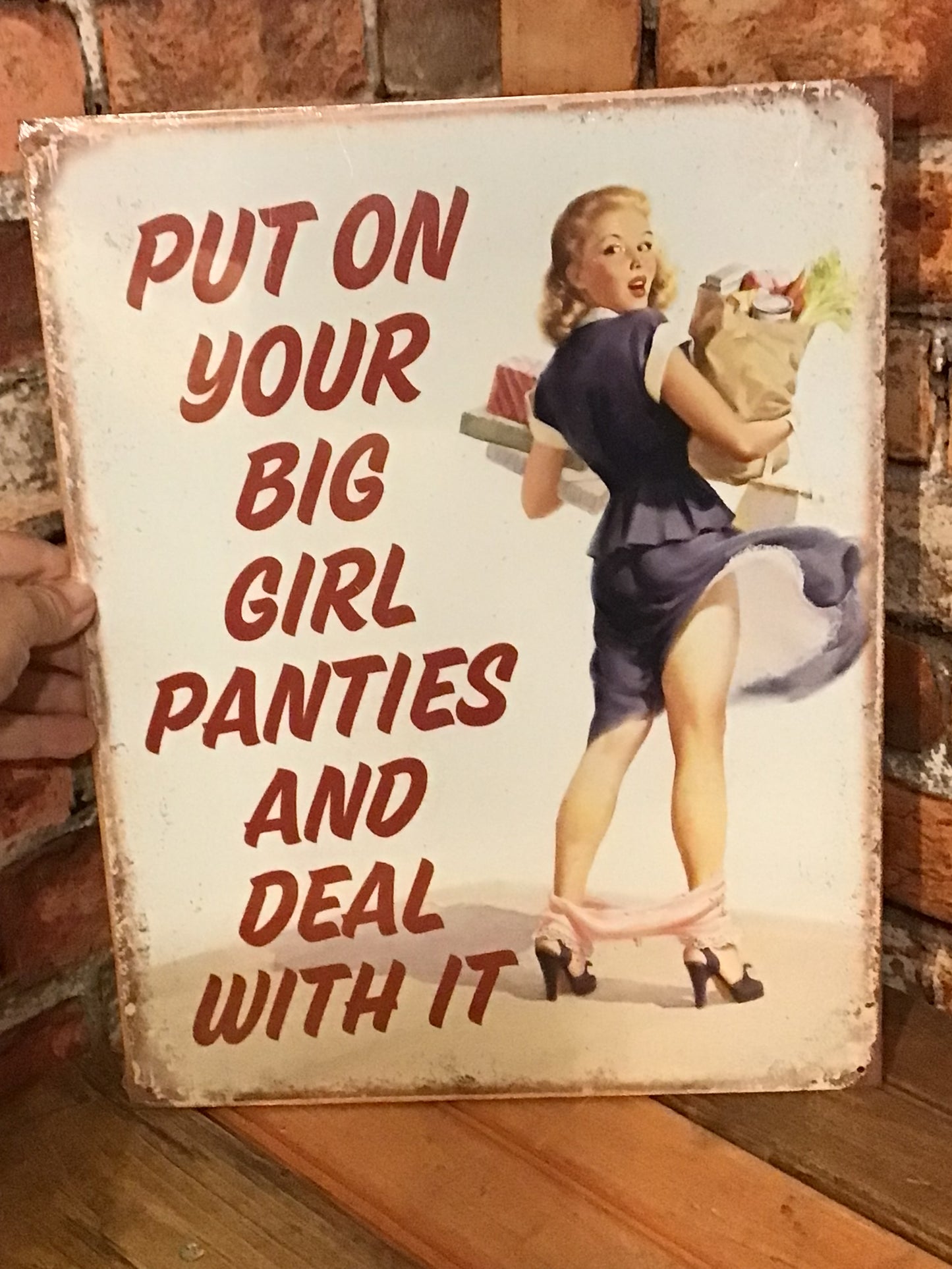 Large 16"x13" Sarcastic "Put on your big girl Panties and Deal with it" Tin Sign