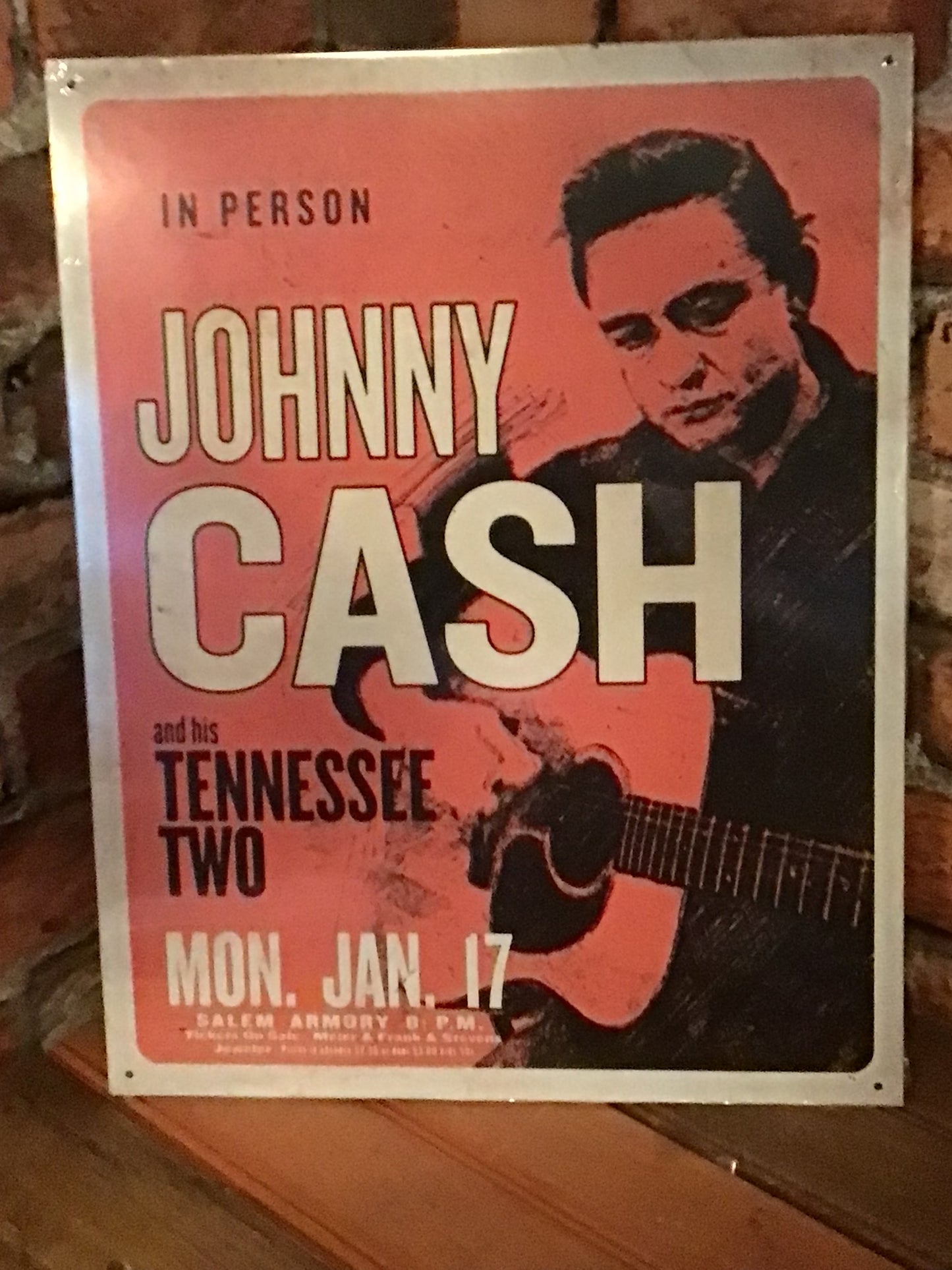 Large 16"x13" Tin Johnny Cash and the Tennessee Two Reproduction Concert Sign
