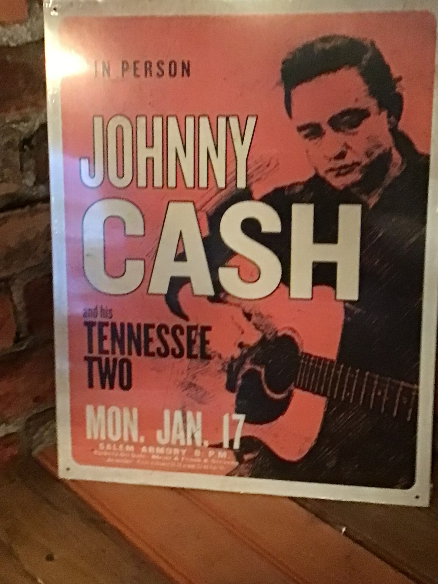 Large 16"x13" Tin Johnny Cash and the Tennessee Two Reproduction Concert Sign