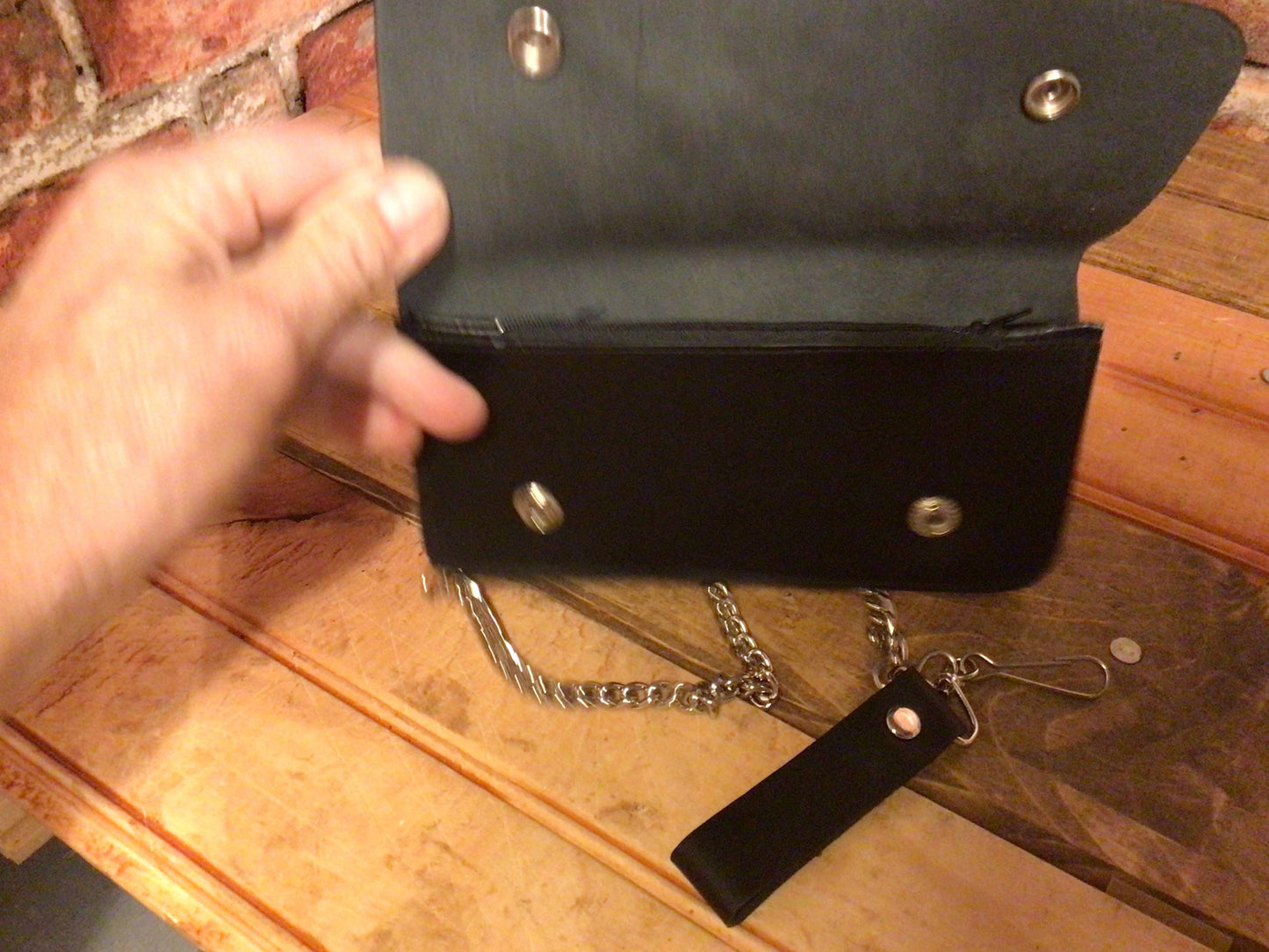 Genuine Leather Full Size Eagle Embossed Biker Wallet w/16" Chain