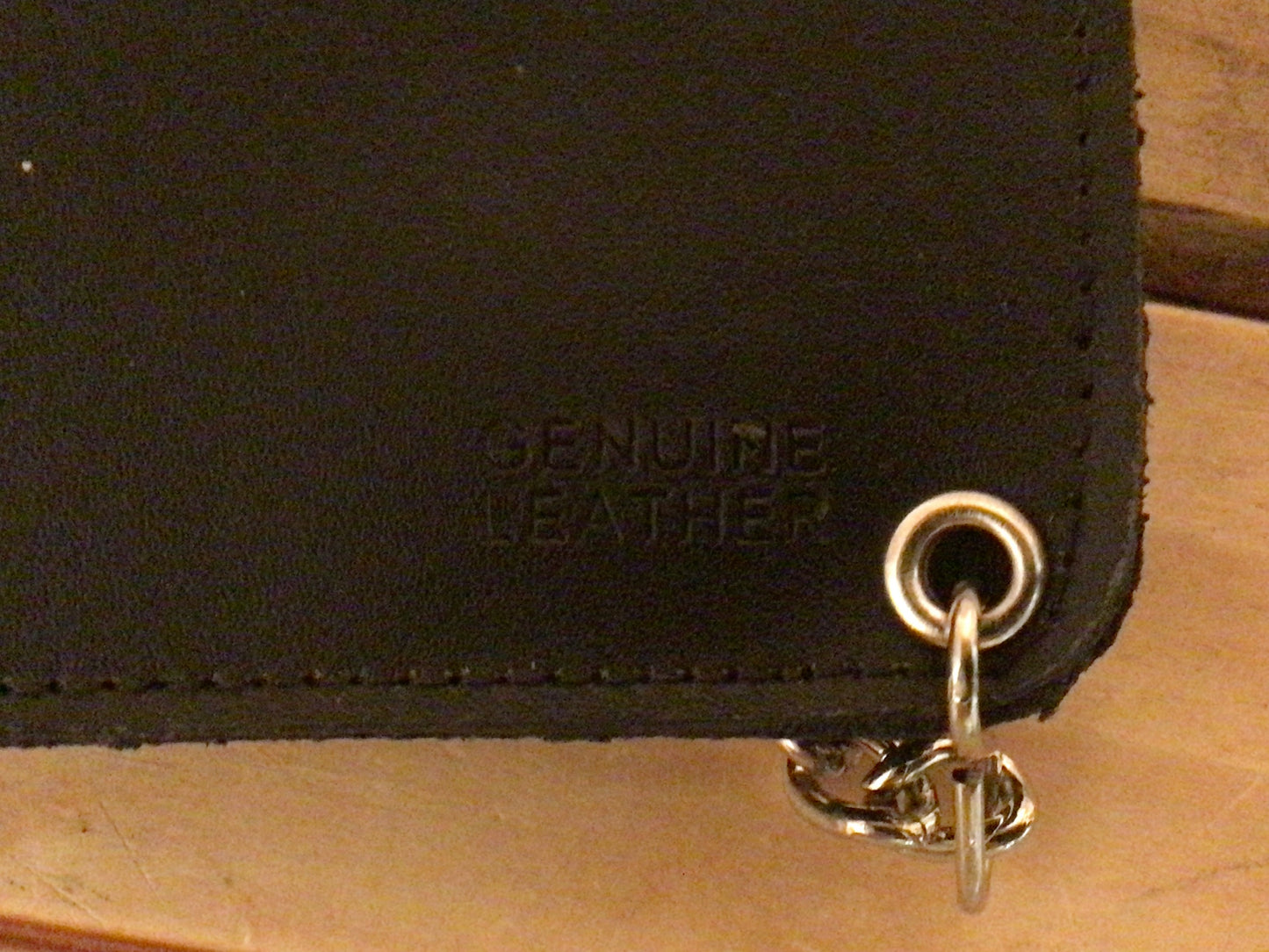 Genuine Leather Full Size Eagle Embossed Biker Wallet w/16" Chain