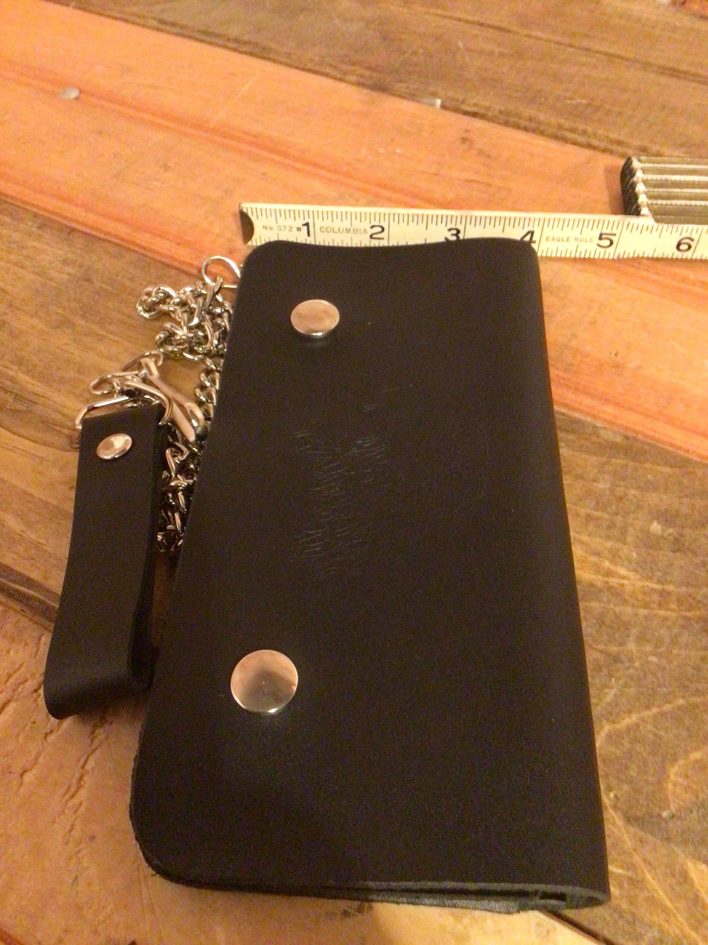 Genuine Leather Full Size Gadsden Flag Biker Wallet w/16" Chain