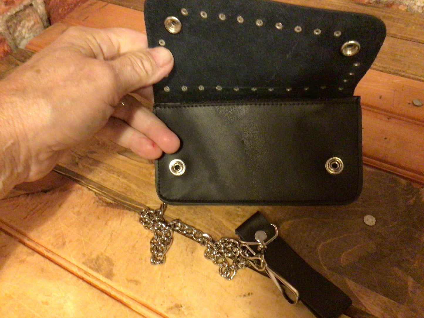 Genuine Leather "Easy Fit" P.O.W. Biker Wallet w/ 16" Chain. Makes a Great Gift!
