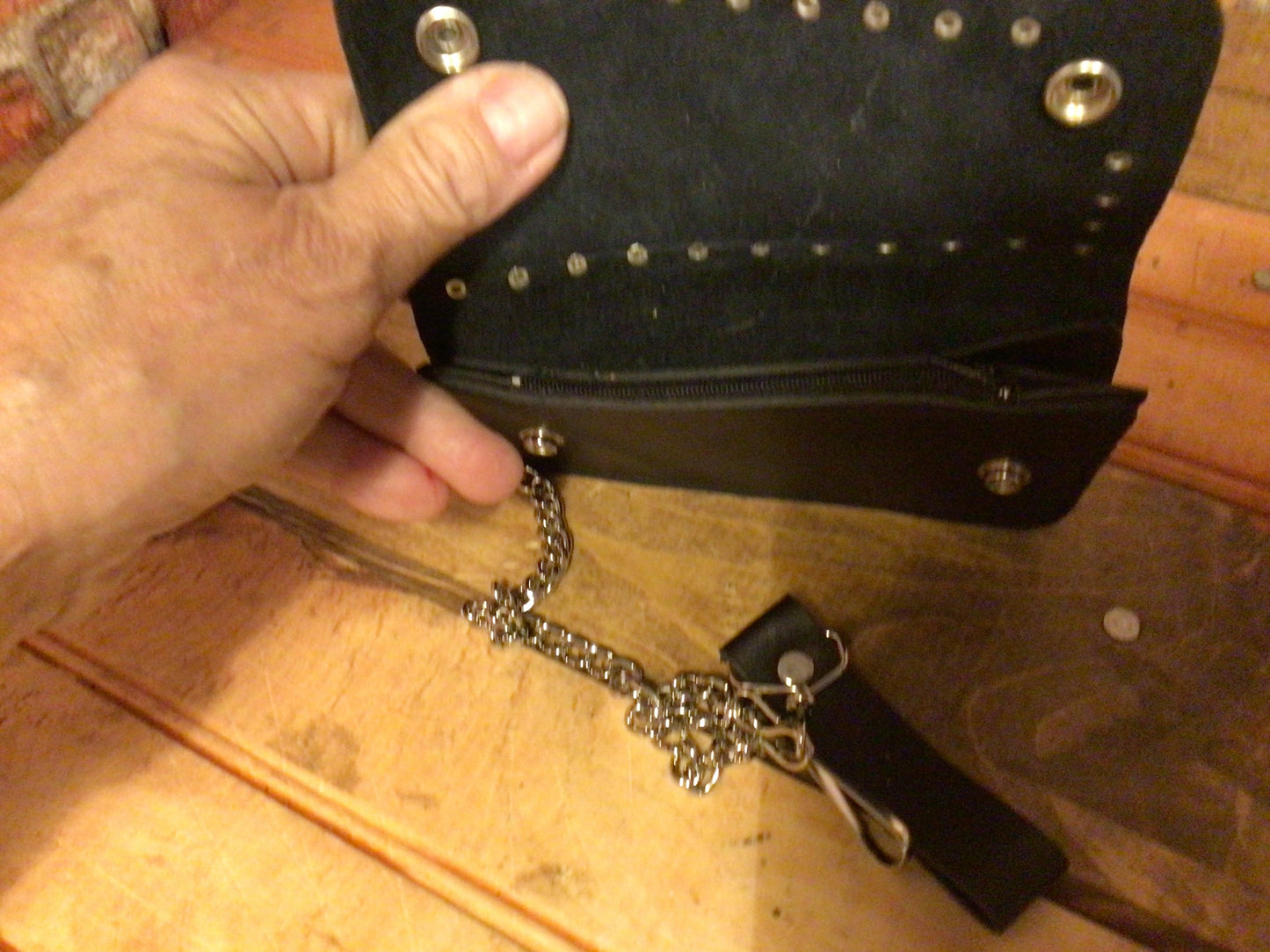 Genuine Leather "Easy Fit" P.O.W. Biker Wallet w/ 16" Chain. Makes a Great Gift!