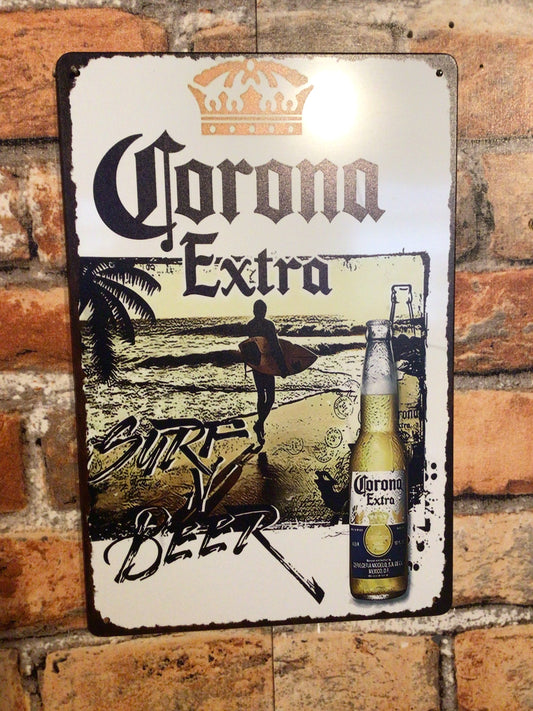 8"x12" "Corona Extra Beer Beach Scene Advertising Sign.