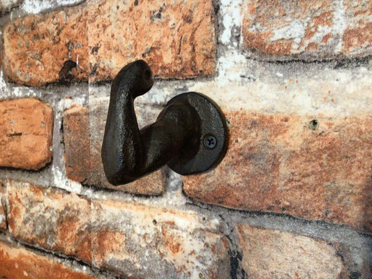Set of 4 Brown Vintage Style Cast Iron "Muscle Man" Hooks w/ Screws Great Home