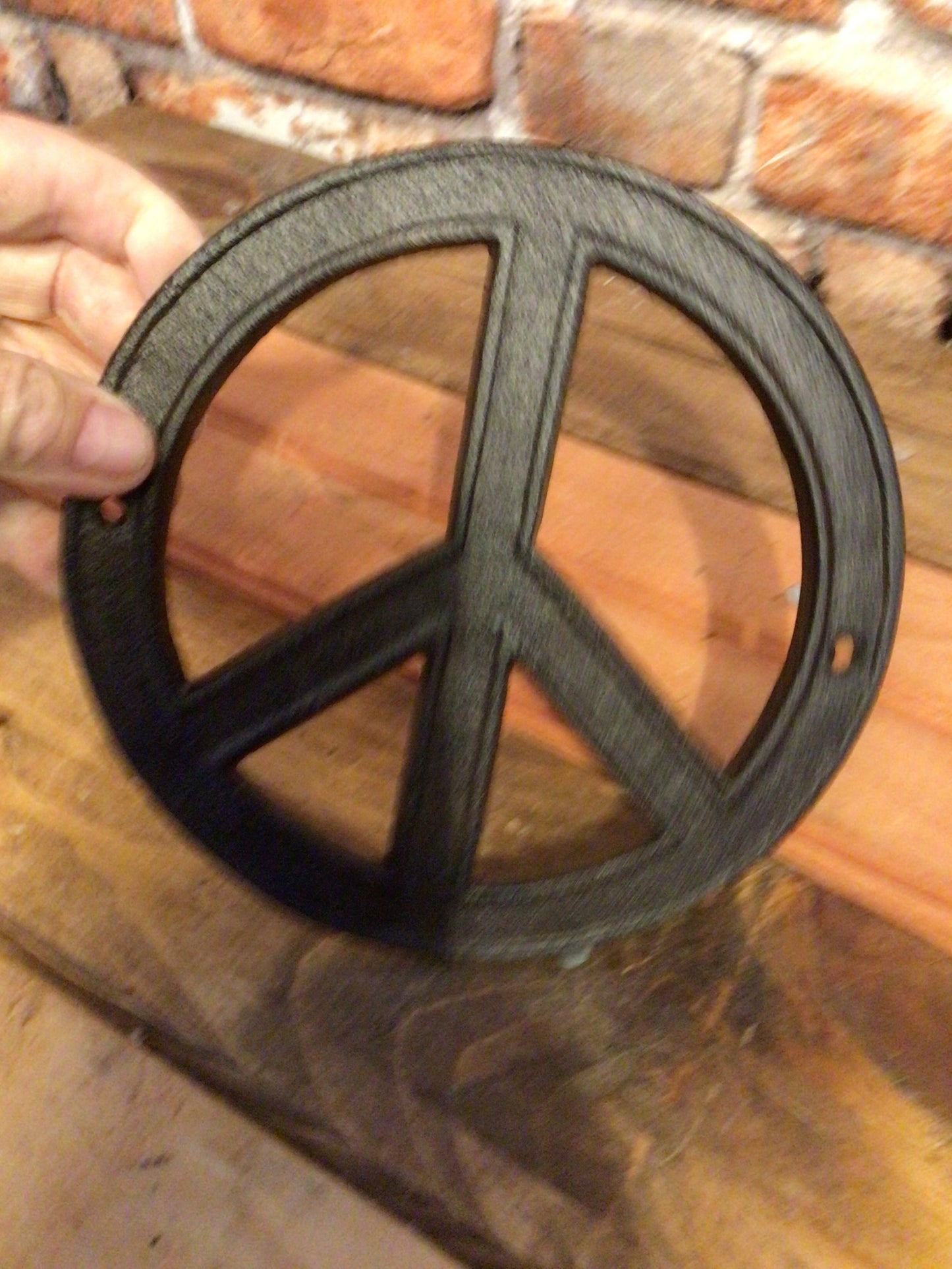 8" Rustic Style Cast Iron Peace Sign w/ Screws Makes a Great Gift!