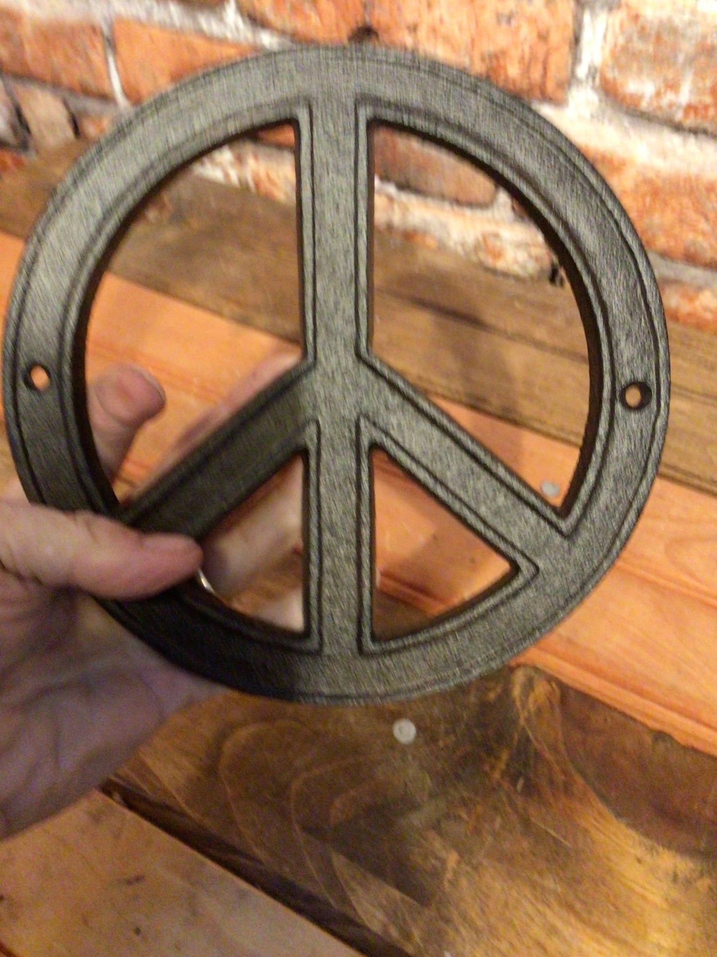 8" Rustic Style Cast Iron Peace Sign w/ Screws Makes a Great Gift!
