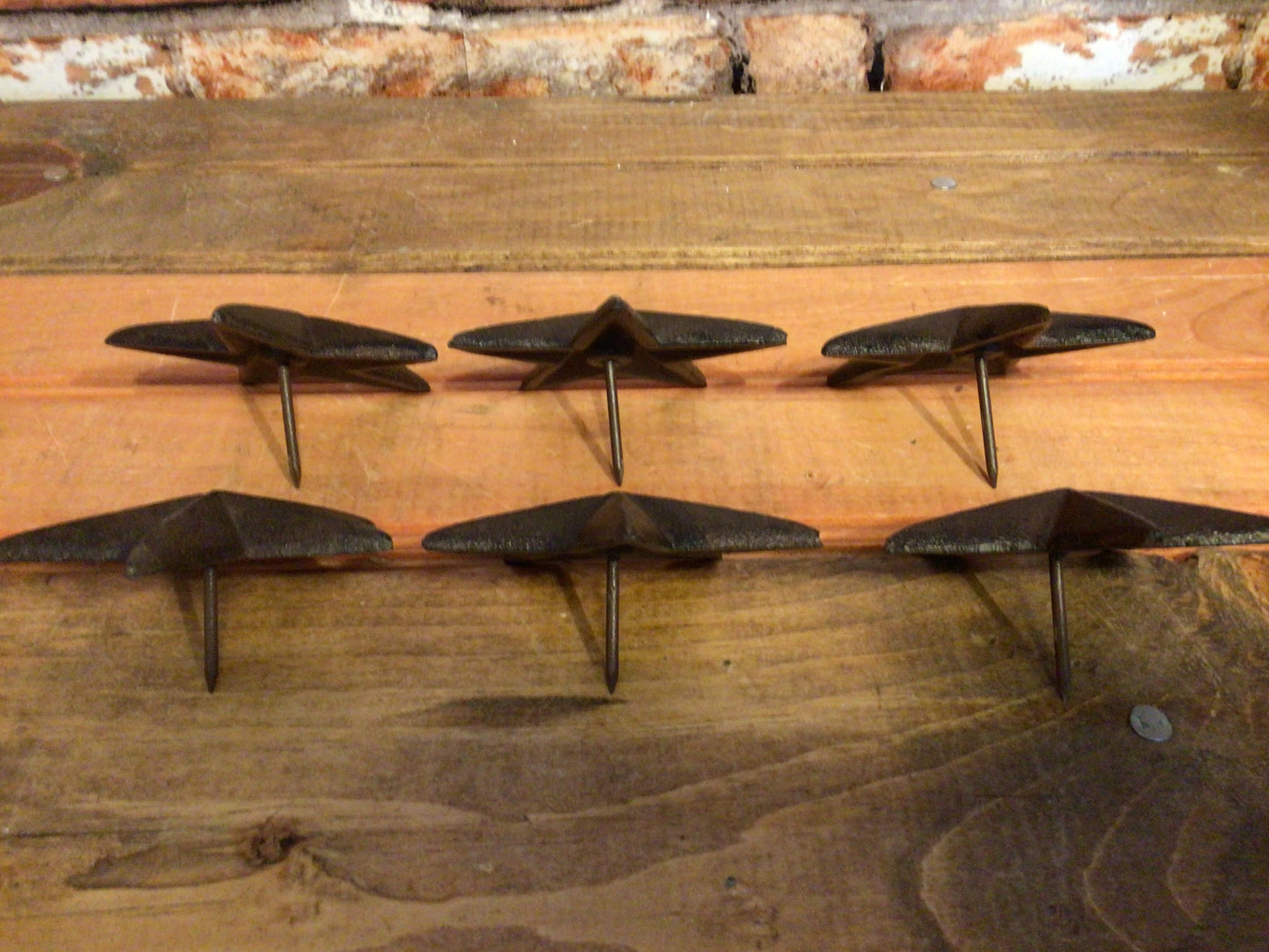 Set of 6 Large (3.5") Cast Iron Decorative Rustic Star Nails