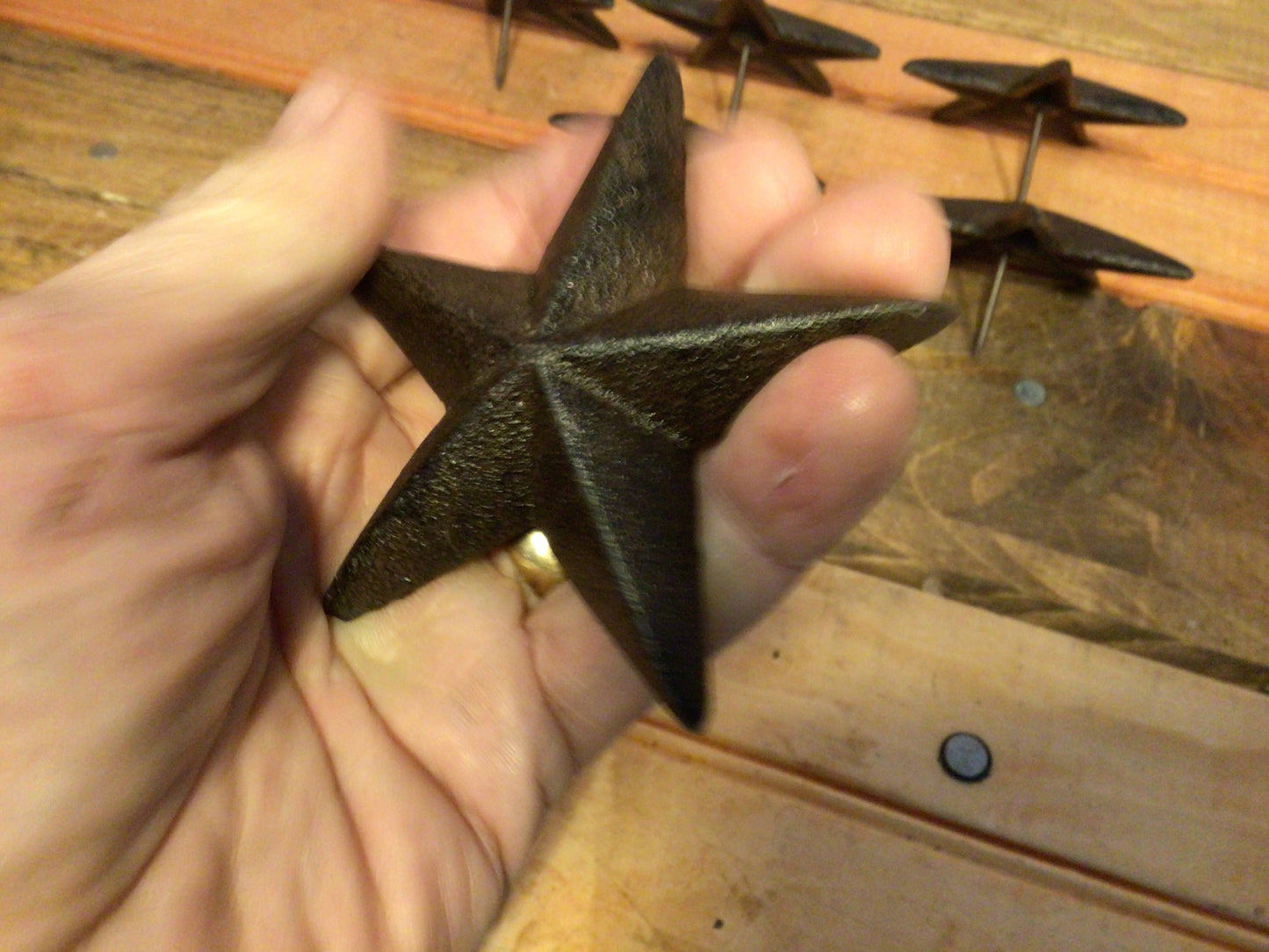 Set of 6 Large (3.5") Cast Iron Decorative Rustic Star Nails